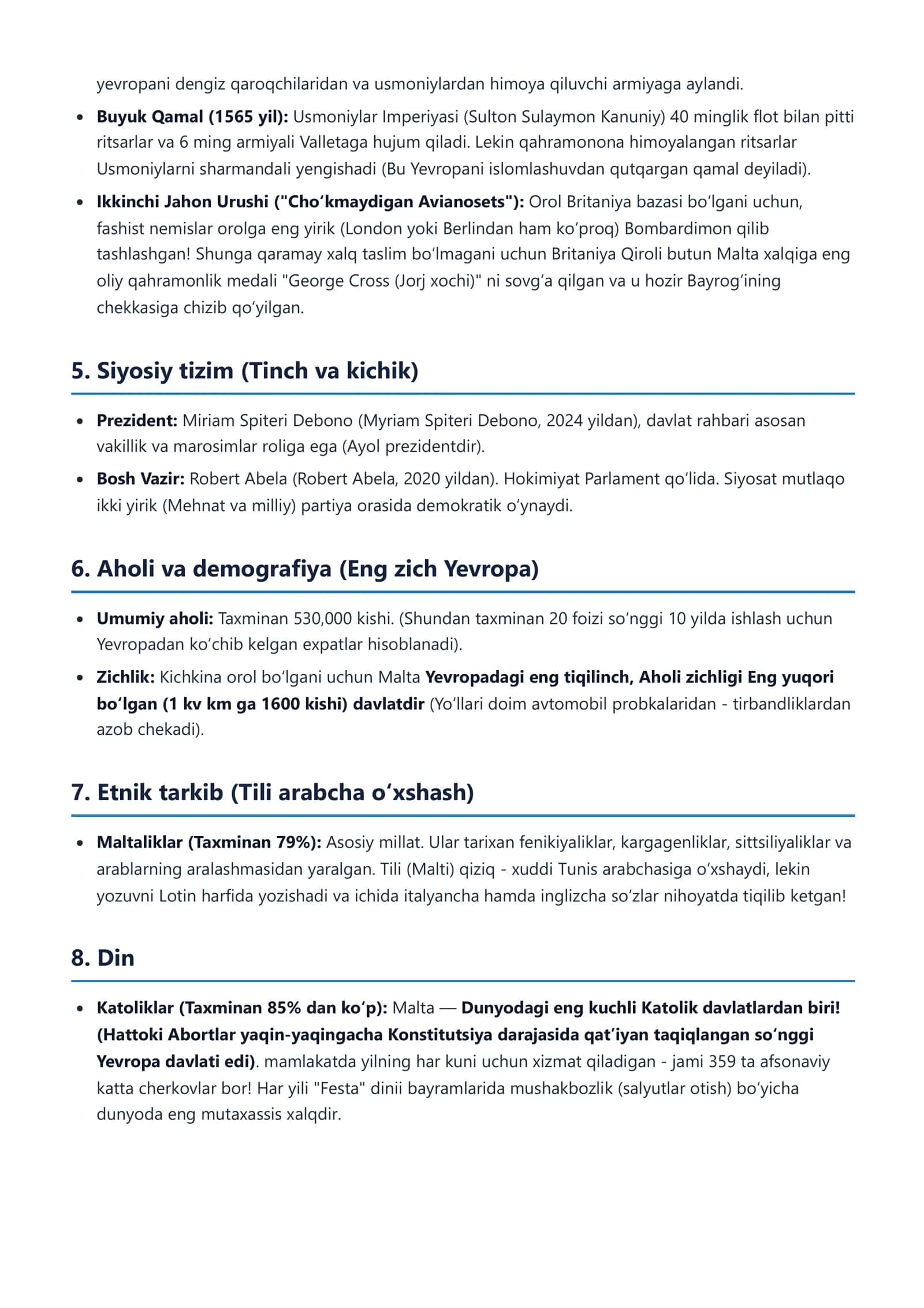 DAVLATLAR ENSIKLOPEDIYASI: MALTA RESPUBLIKASI 3