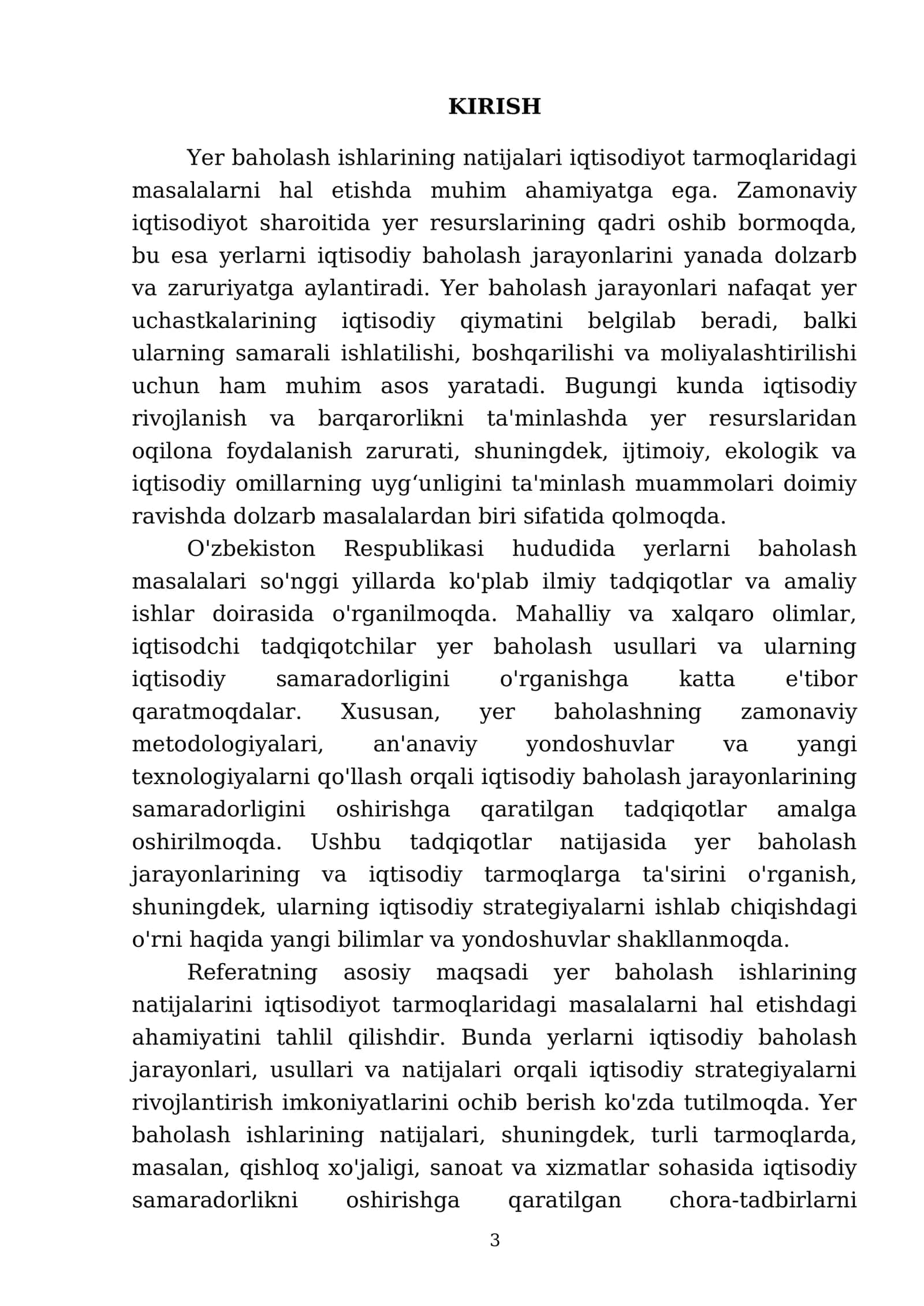 Yer baholash ishlarining natijalari iqtisodiyot tarmoqlaridagi masalalarni hal etishdagi ahamiyati 3
