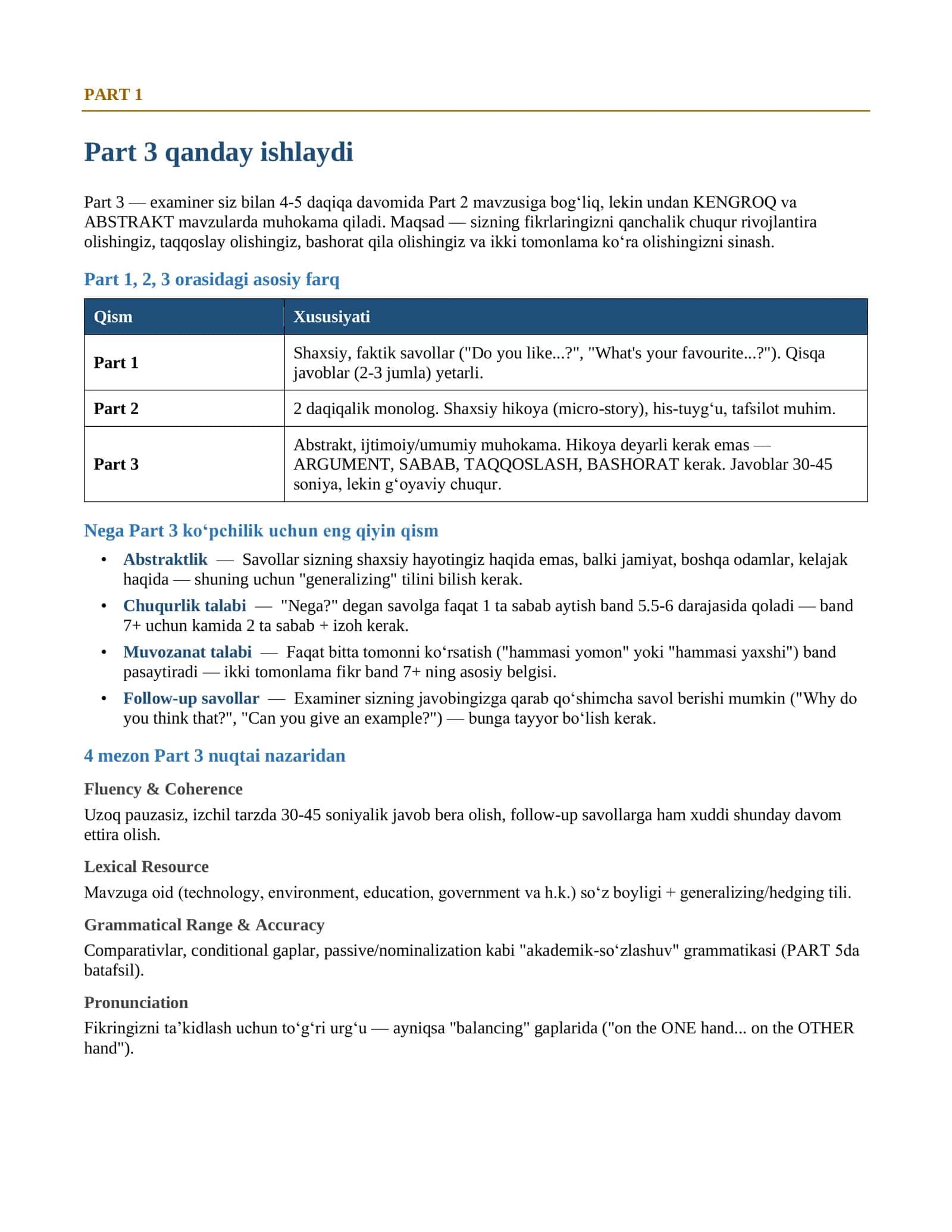 IELTS SPEAKING PART 3 TO'LIQ SYSTEM 3