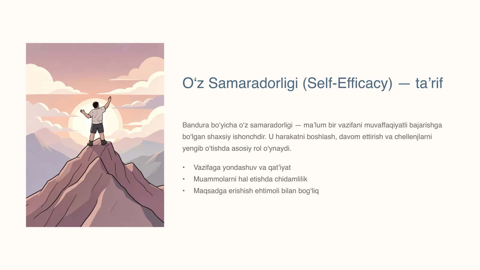 A. Banduraning Ijtimoiy‑Kognitiv Nazariyasi va O‘z Samaradorligi 3