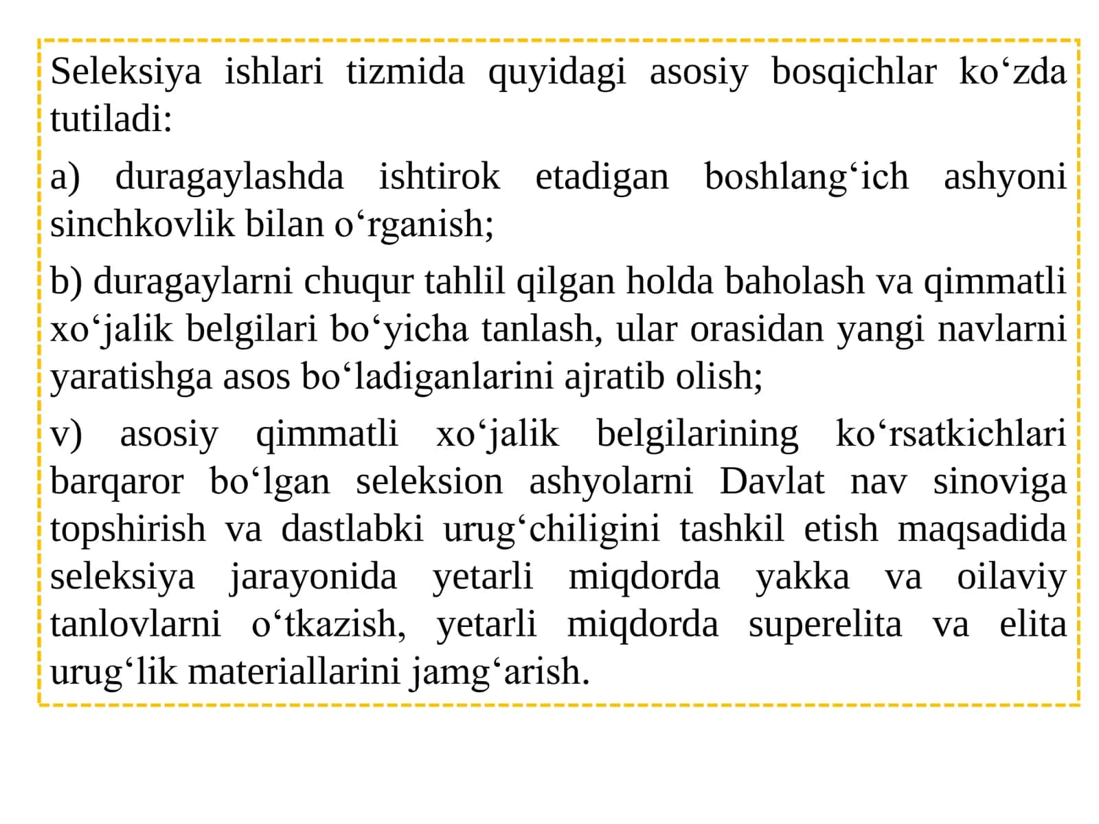 Seleksiyasi ishlari sxemasi va uni amalga oshirish. Duragaylash. Tur ichi va turlararo duragaylashda belgilarning irsiylanishi. Tanlash, o‘zgaruvchanlik va korrelyatsion bog‘liqliklar uning seleksiyadagi ahamiyati 3