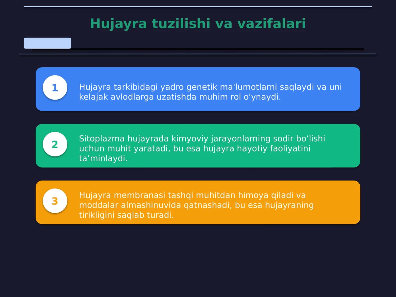 Tibbiy Biologiya:Umumiy genetika fanidan ishlagan slayd 3
