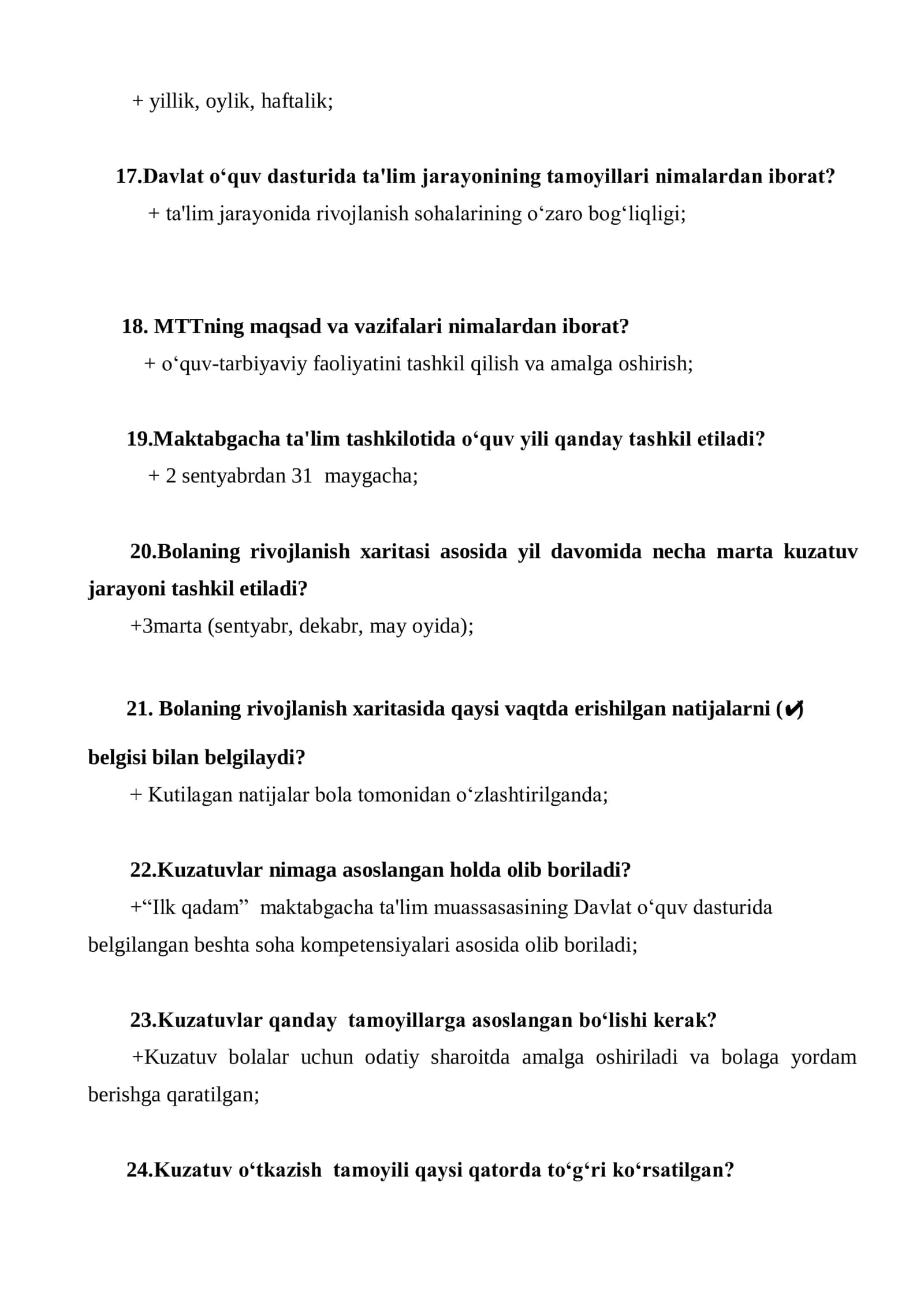 Maktabgacha ta’lim attestatsiyasi uchun 200 ta test javoblari bilan 3