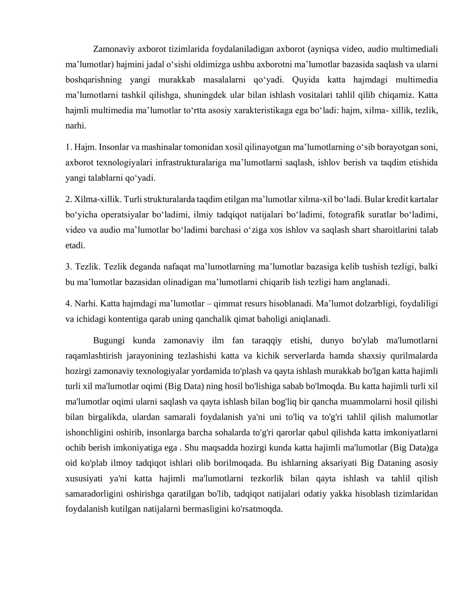 MA'LUMOTLARGA ISHLOV BERISH TEXNOLOGIYALARI 3
