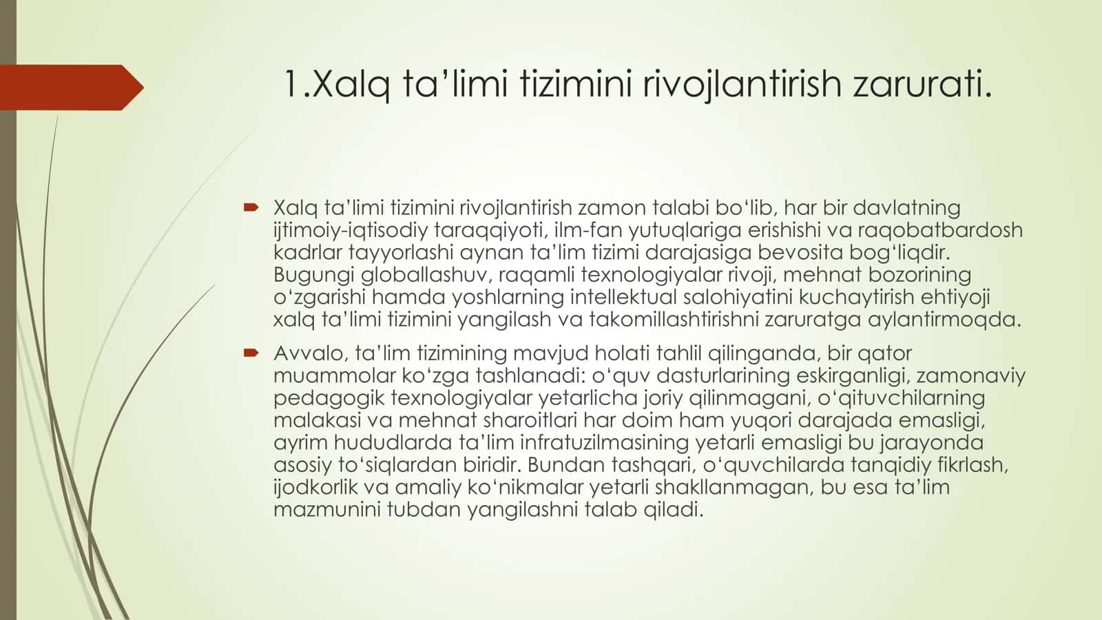O'zbekiston Respublikasi Xalq ta'limi tizimini 2030 yilgacha rivojlantirish Konsepsiyasida belgilangan vazifalar va kutilayotgan natijalar tahlili 3