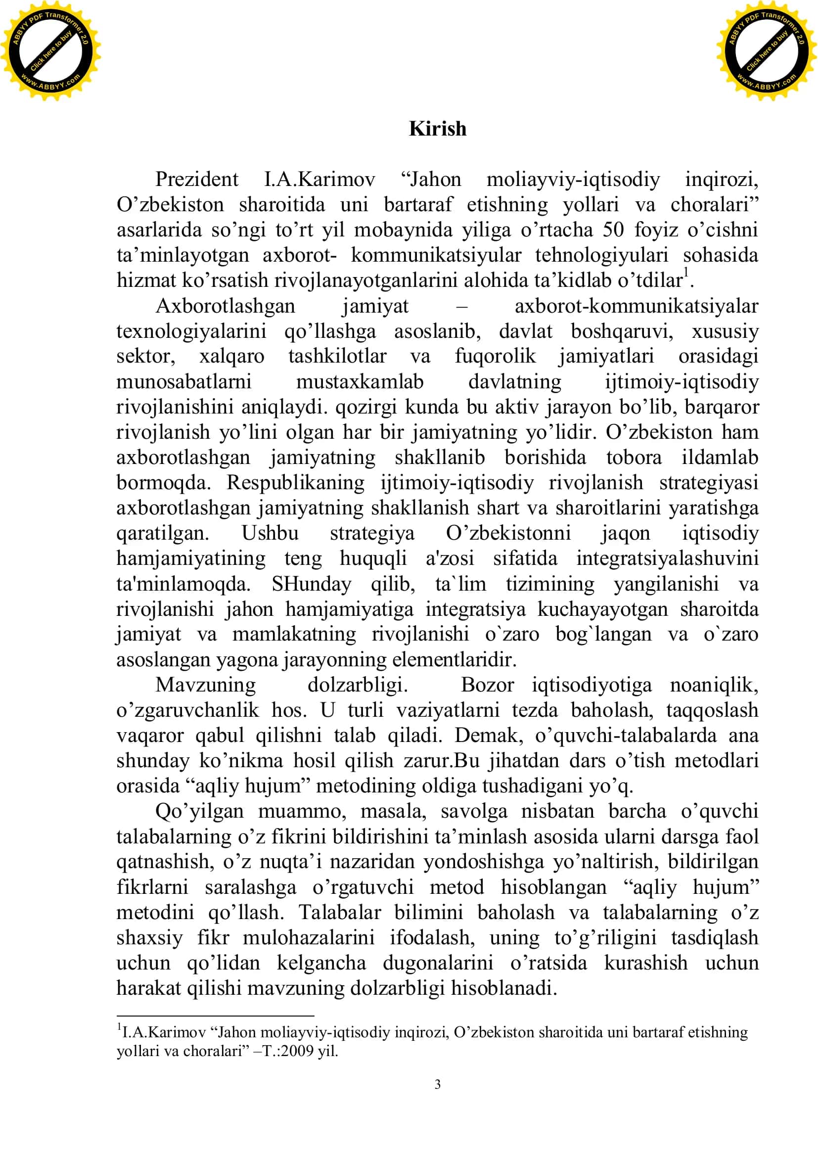 Iqtisodiy fanlarni o`rganishda “aqliy xujum” metodini qo`llash va uning boshqa uslublaridan farqi 3