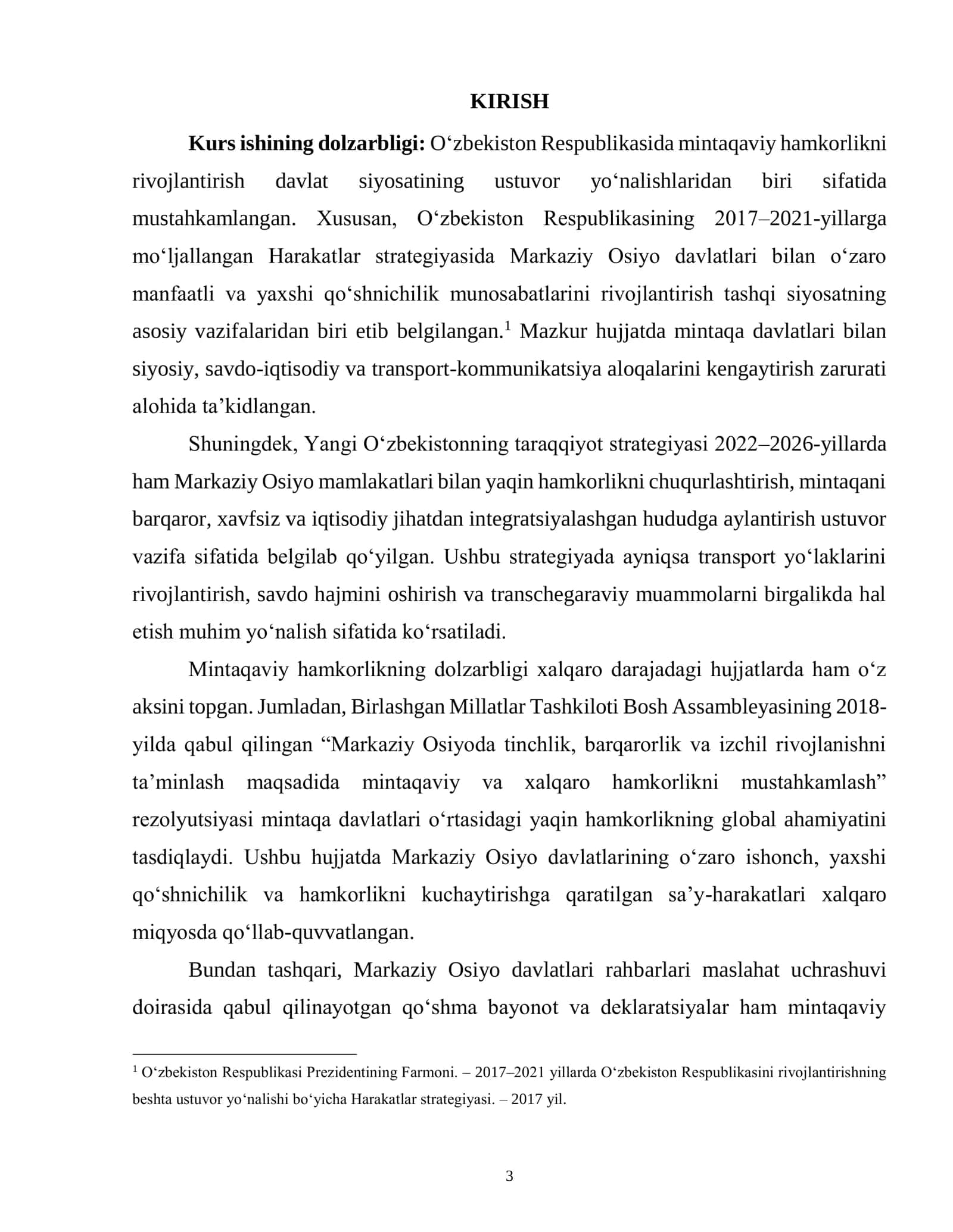 O‘zbekistoning Markaziy osiyo davlatlari bilan o‘zaro hamkorligi 3