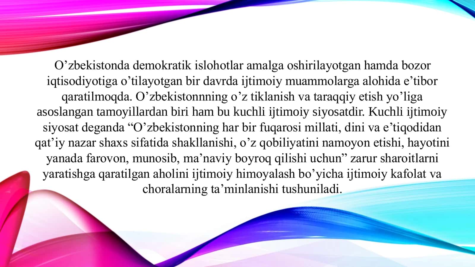O'zbekistonda ijtimoiy sohada amalga oshirilayotgan o'zgarishlar 3