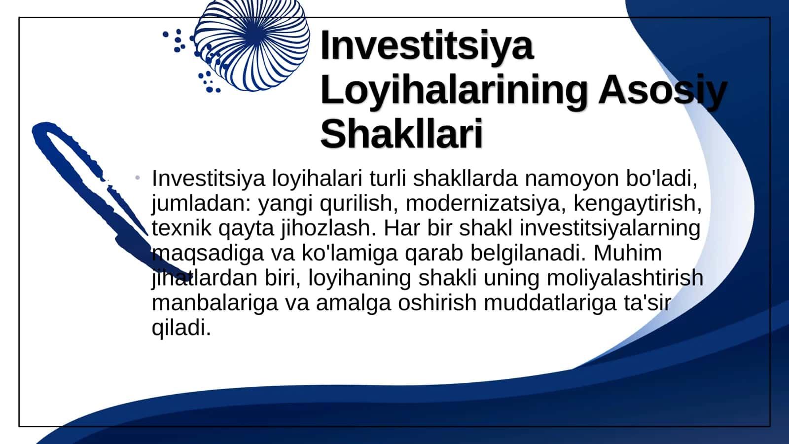 Investitsion loyihalarning shakllari va mexanizmlarini qayta ishlash 3