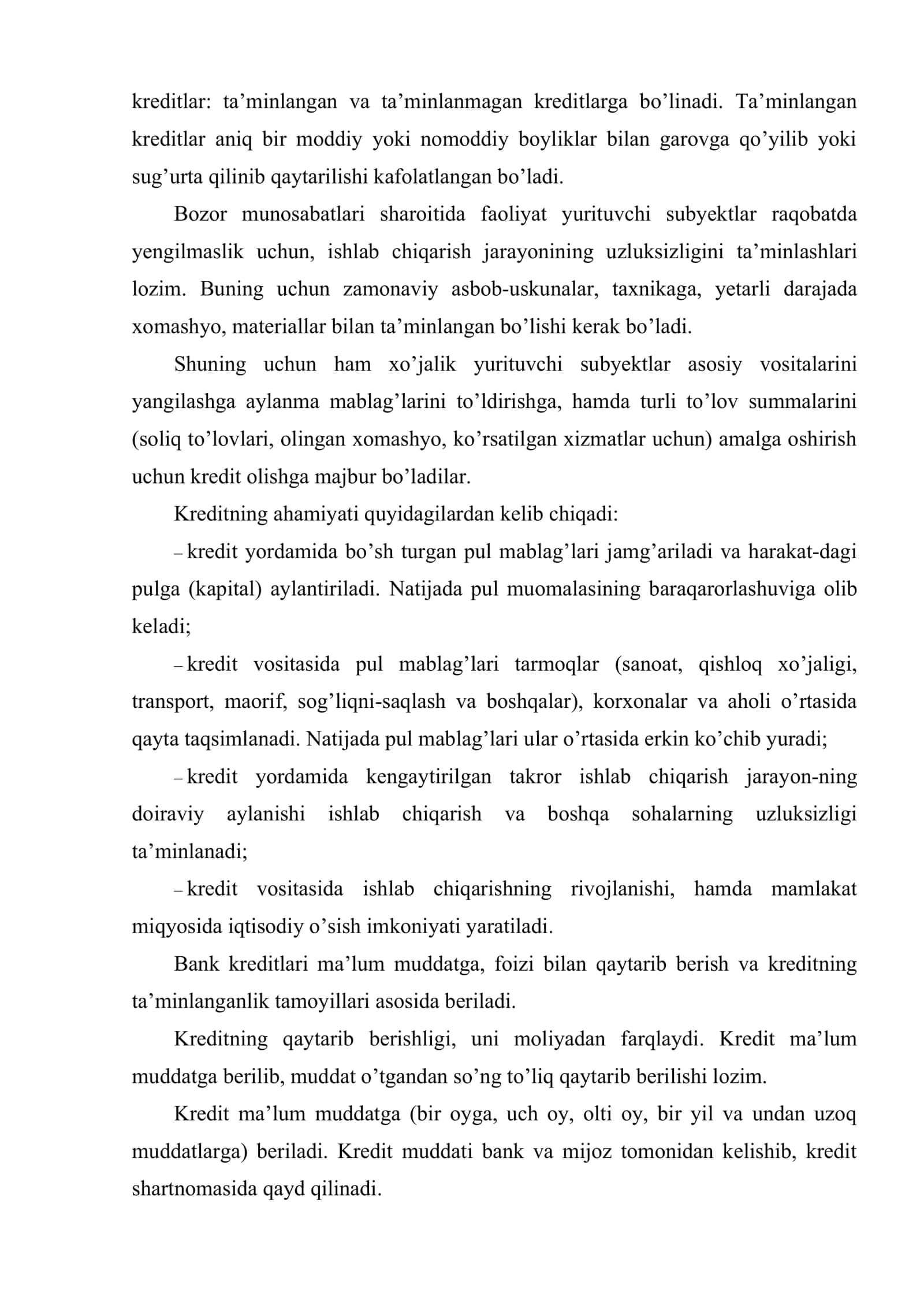 Tijorat banklarining kredit operatsiyalari va kredit portfeli tahlili 3