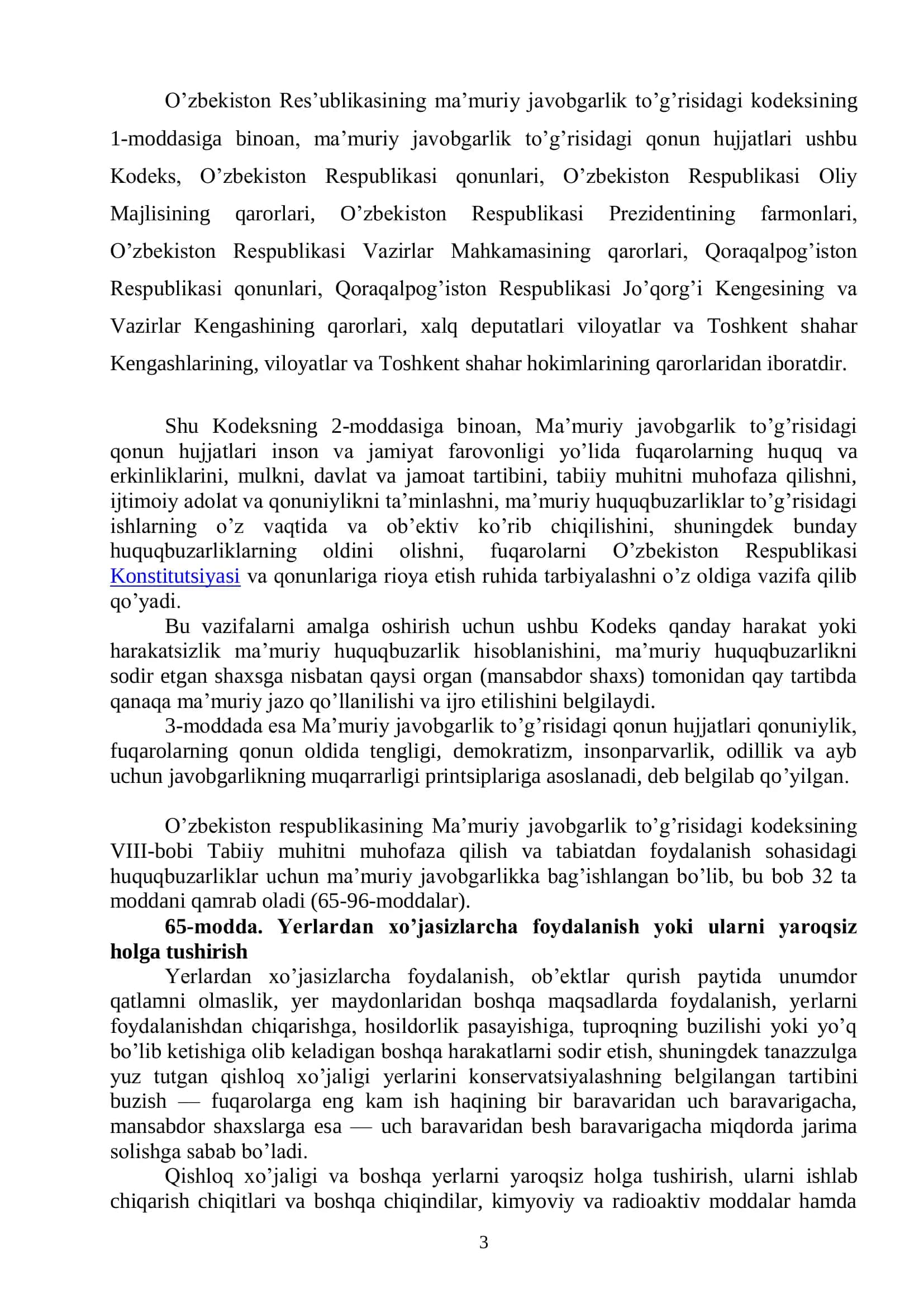 O’ZBEKISTON RESPUBLIKASI MA’MURIY JAVOBGARLIK TO’G’RISIDAGI KODEKSI 3