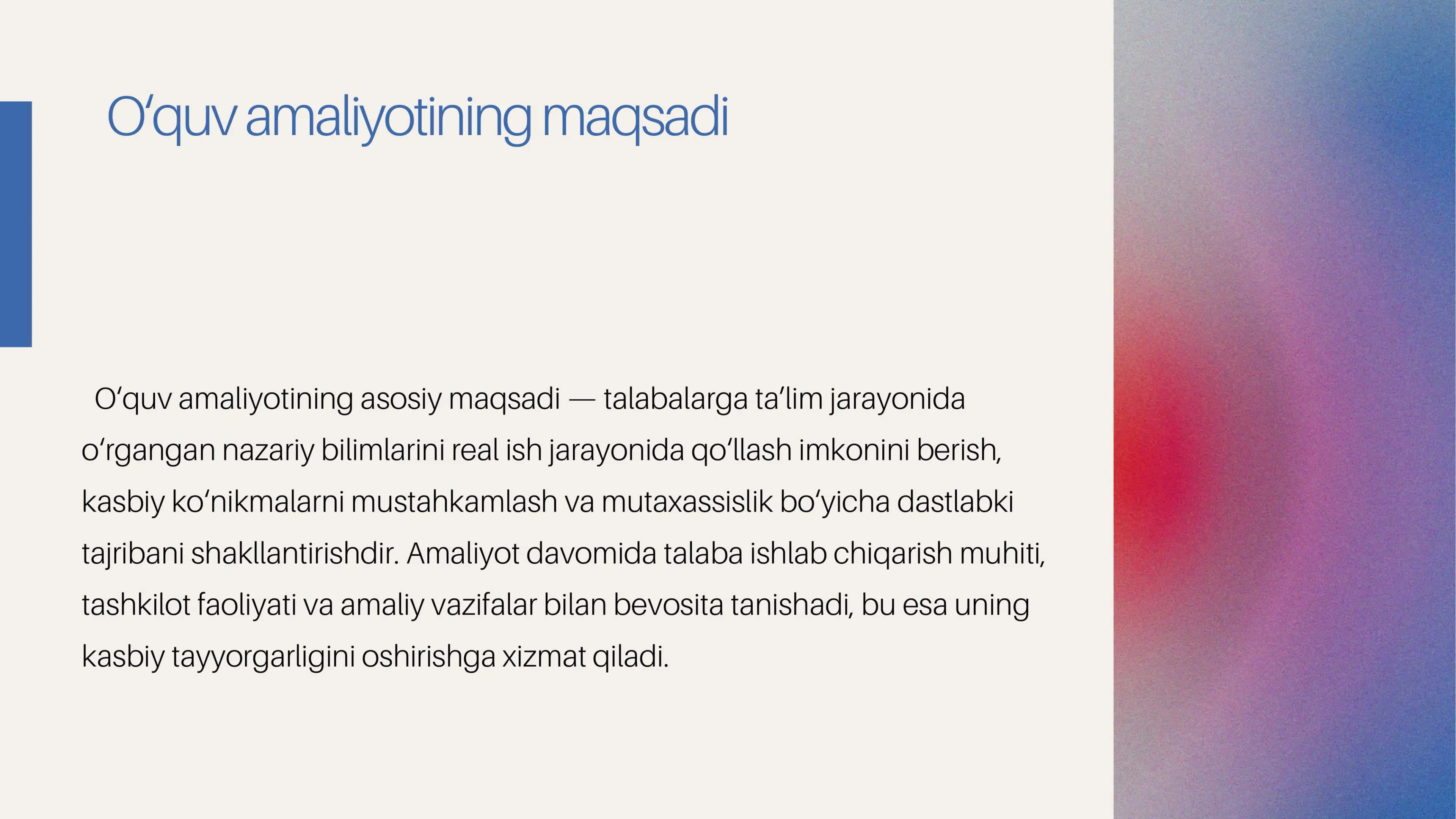 O‘quv Amaliyoti Hisoboti 3
