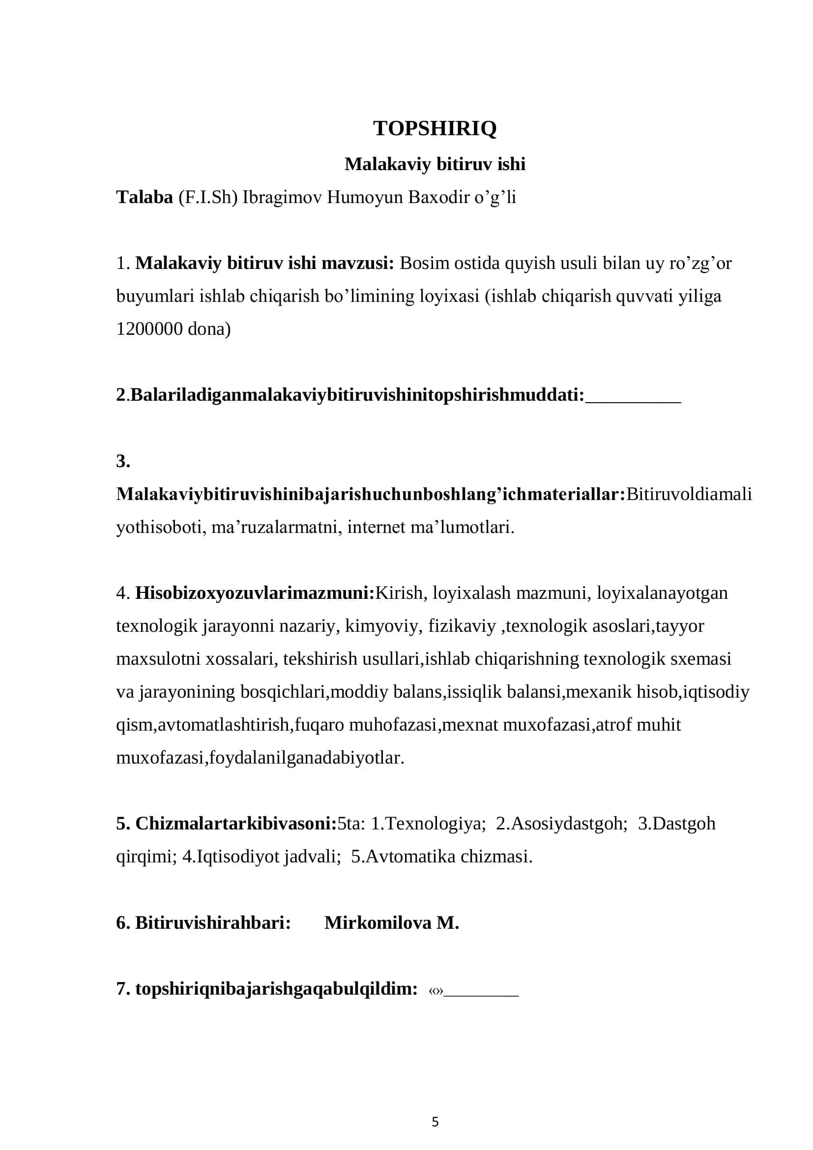 Bosim ostida quyish usuli bilan uy ro'zg'or buyumlari ishlab chiqarish 3