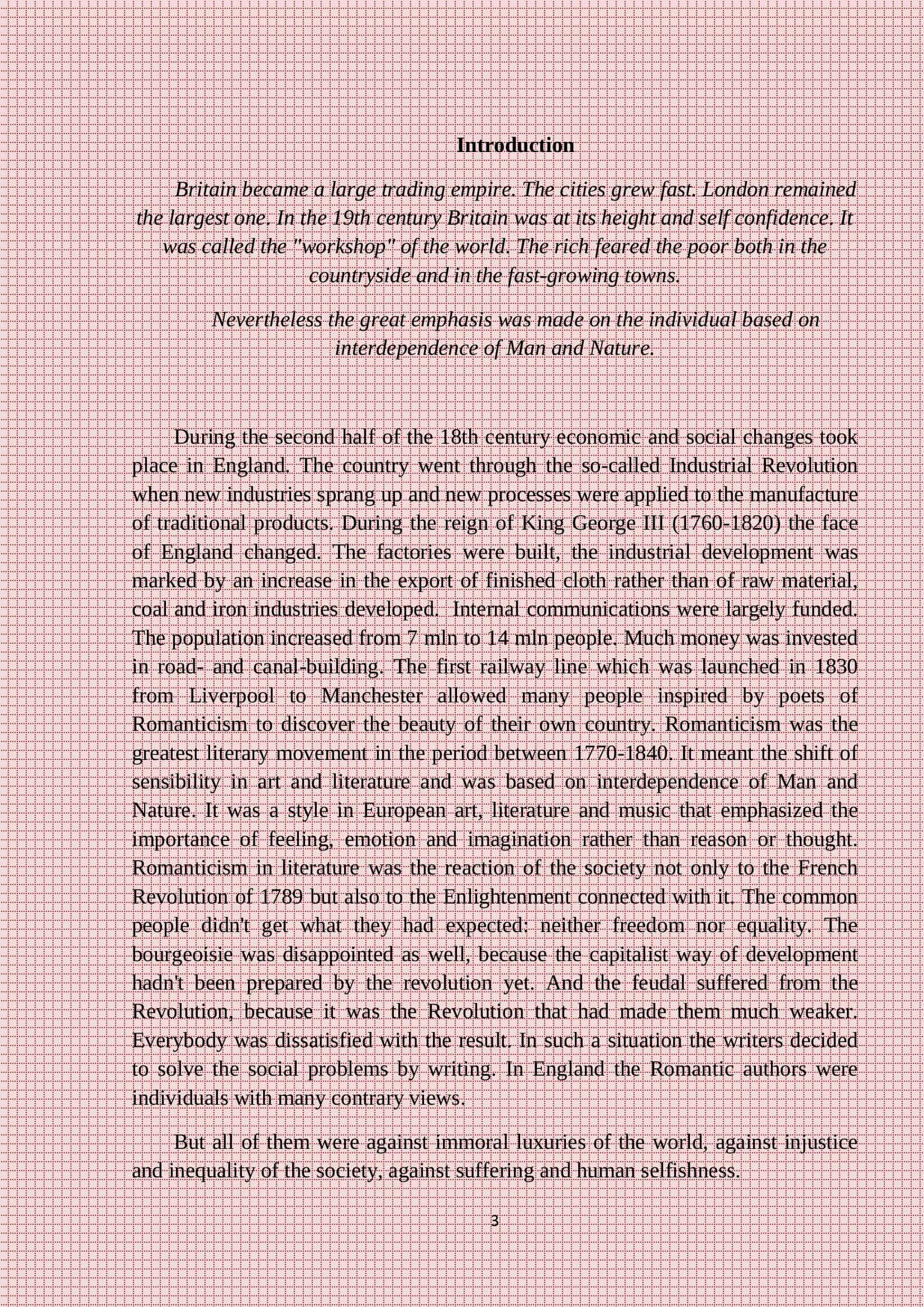 Theme: Introduction to the Romantic Movement 3