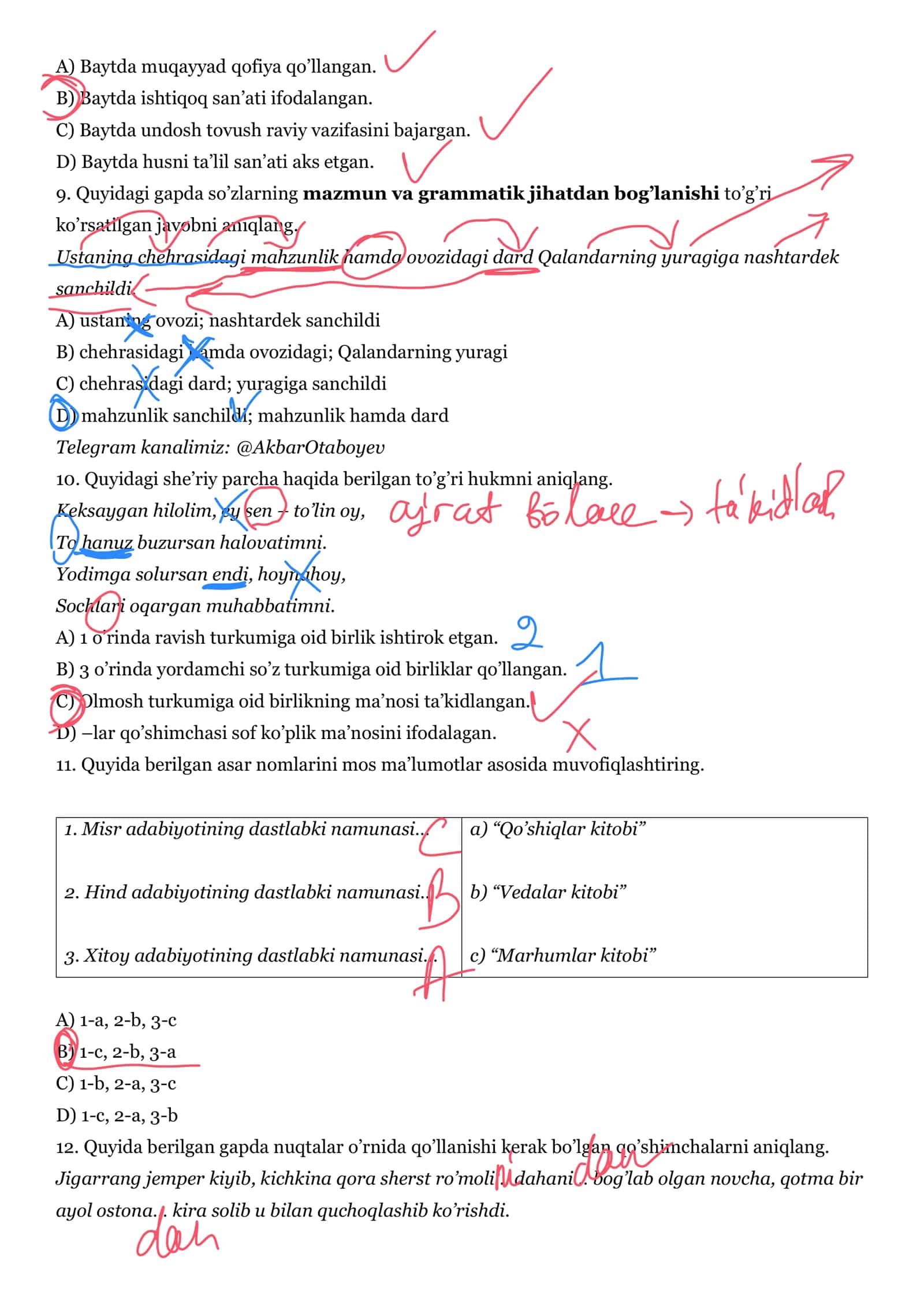 ONA TILI VA ADABIYOT FANIDAN ATTESTATSIYA TEST SAVOLLARI 3