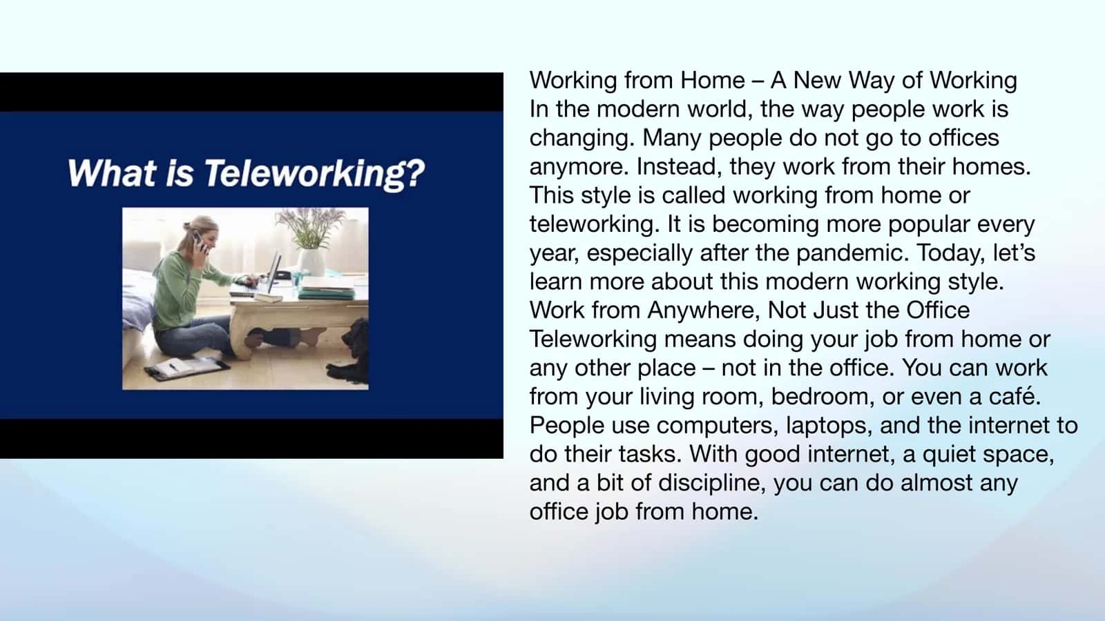 Working from home. Teleworking 3
