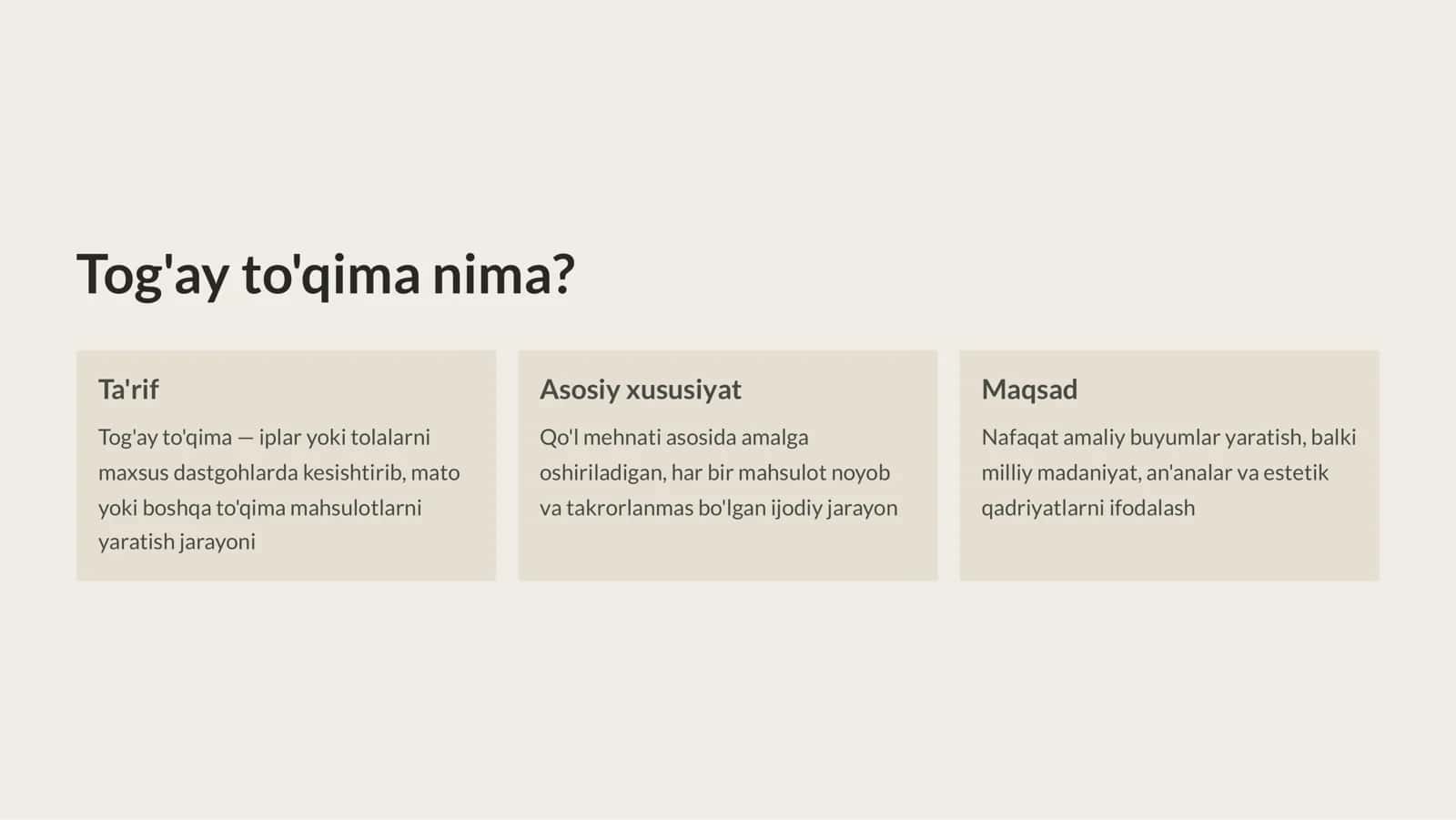 Tog’ay  to`qima 3