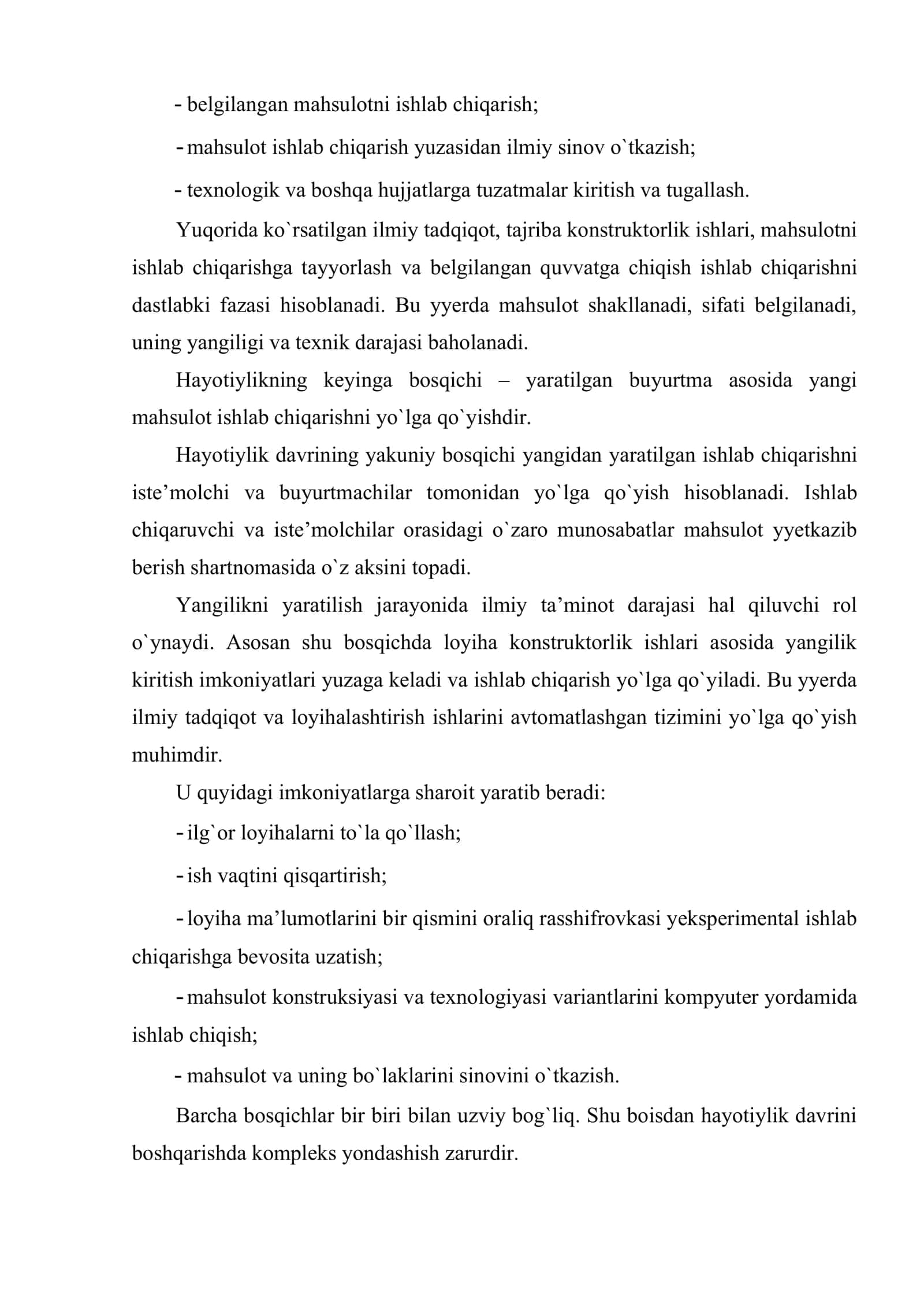 Yangi texnika va texnologiyani yaratish, o`zlashtirish va sifatini boshqarish 3