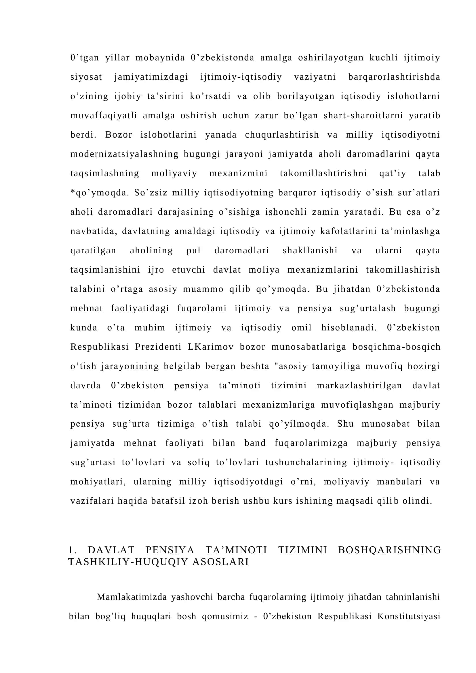Davlat pensiya ta’minoti tizimini boshqarish organlari faoliyatini takomillashtirish yo’llari 3
