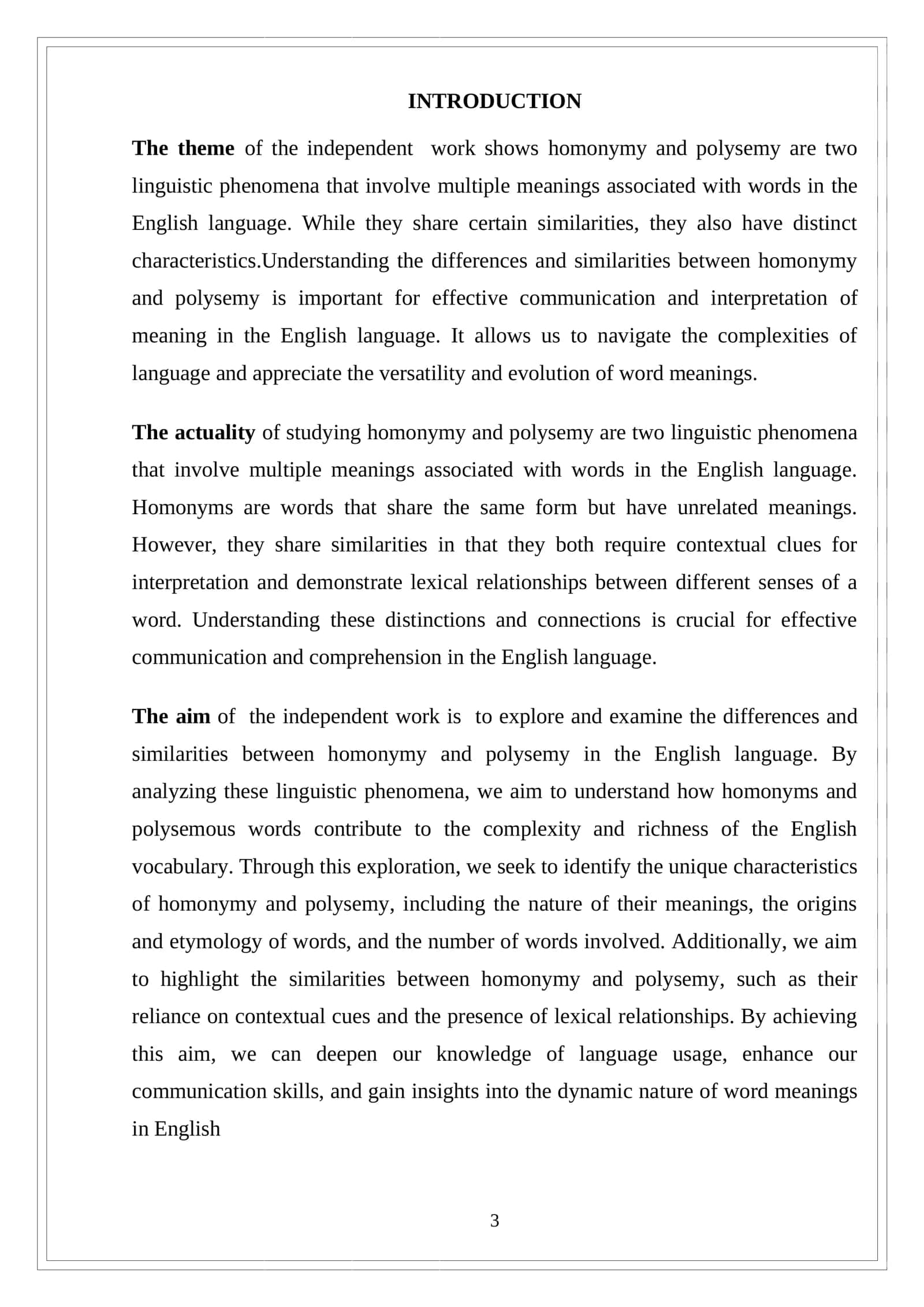 Differences and similarities between homonymyand polysemy in the English language 3