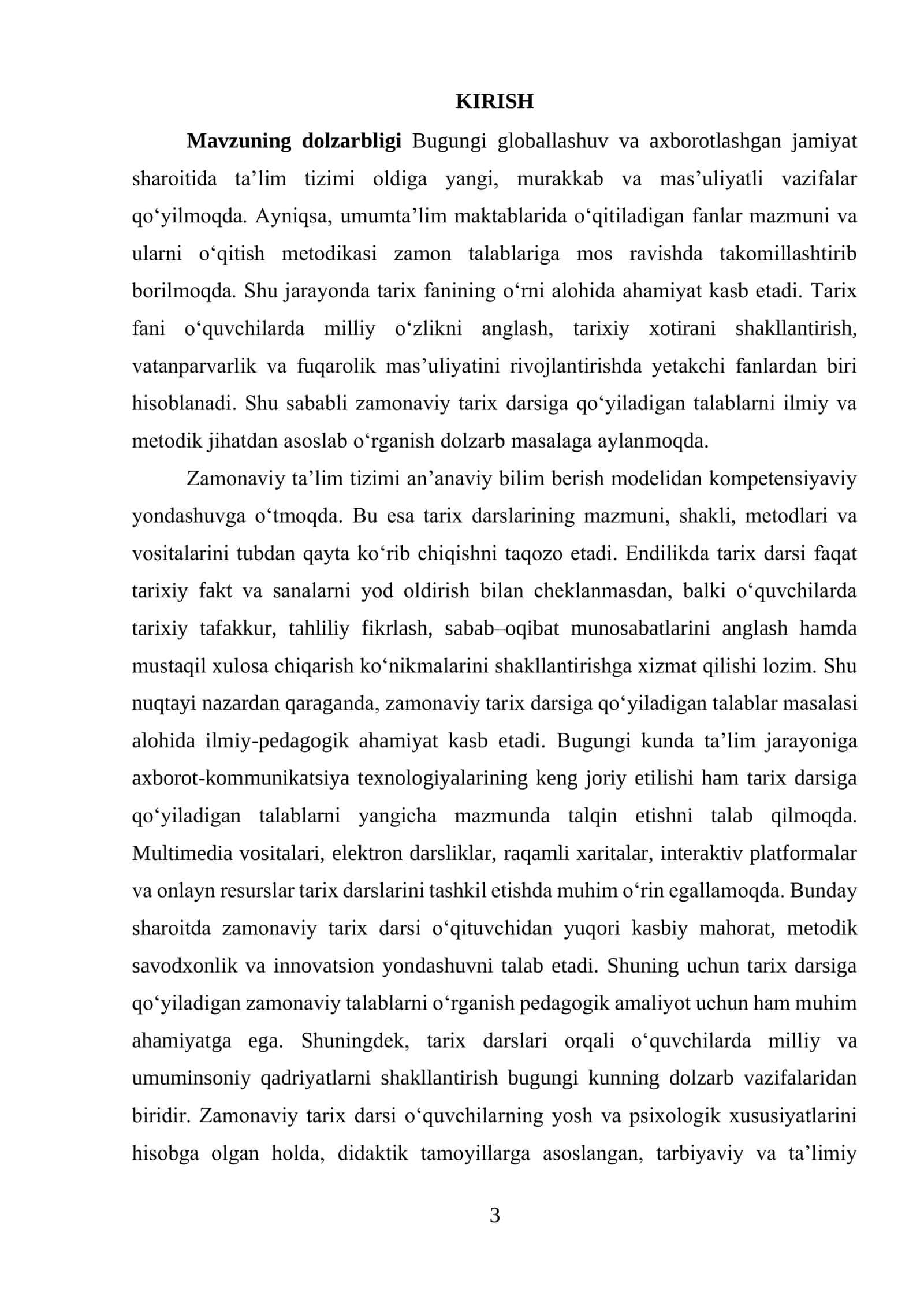 Zamonaviy tarix darsiga qo’yiladigon talablar 3