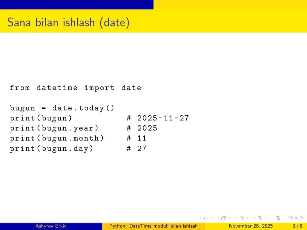 Python: DateTime moduli bilan ishlash 3