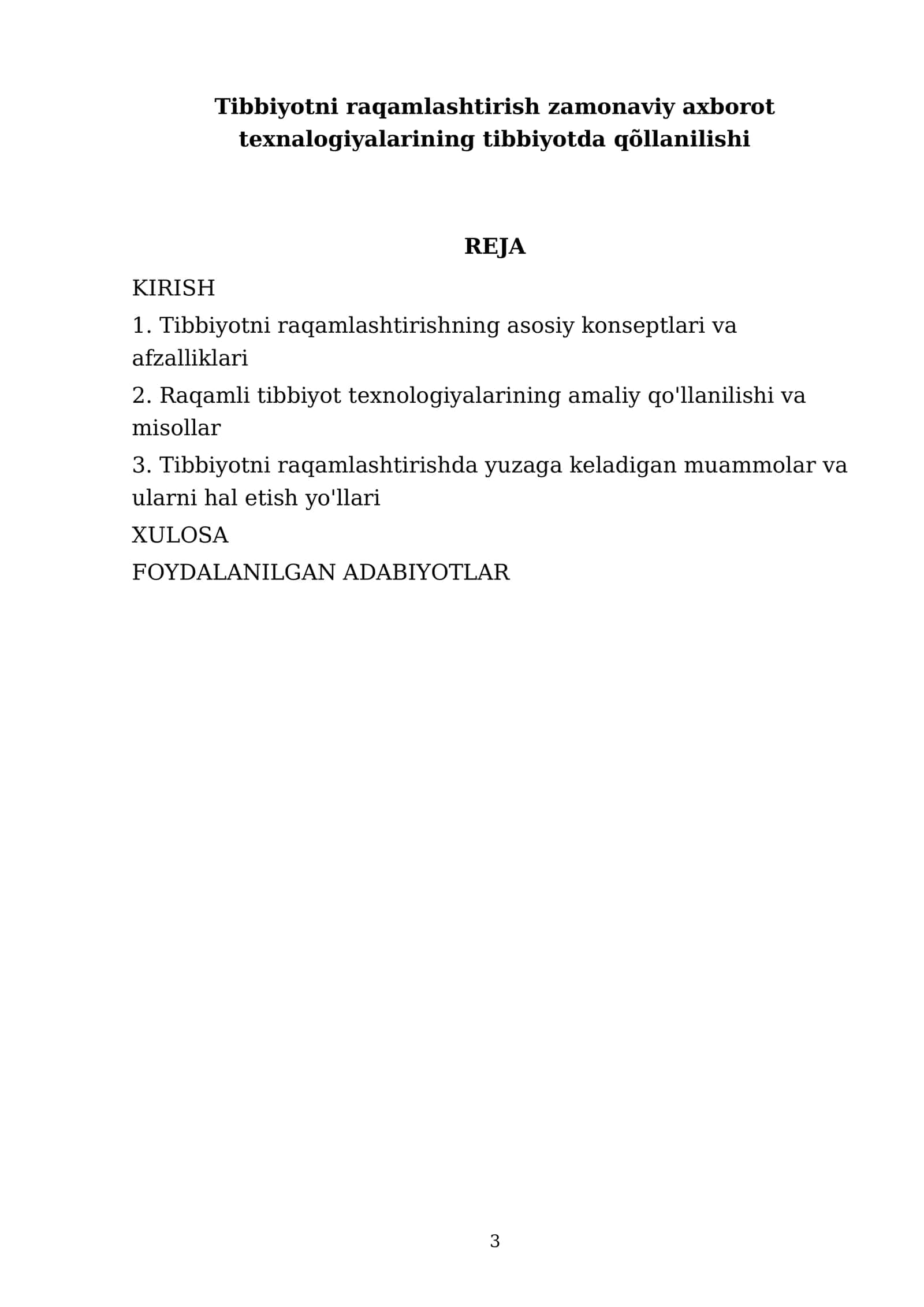 Tibbiyotni raqamlashtirish zamonaviy axborot texnologiyalarining tibbiyotda qõllanilishi 3