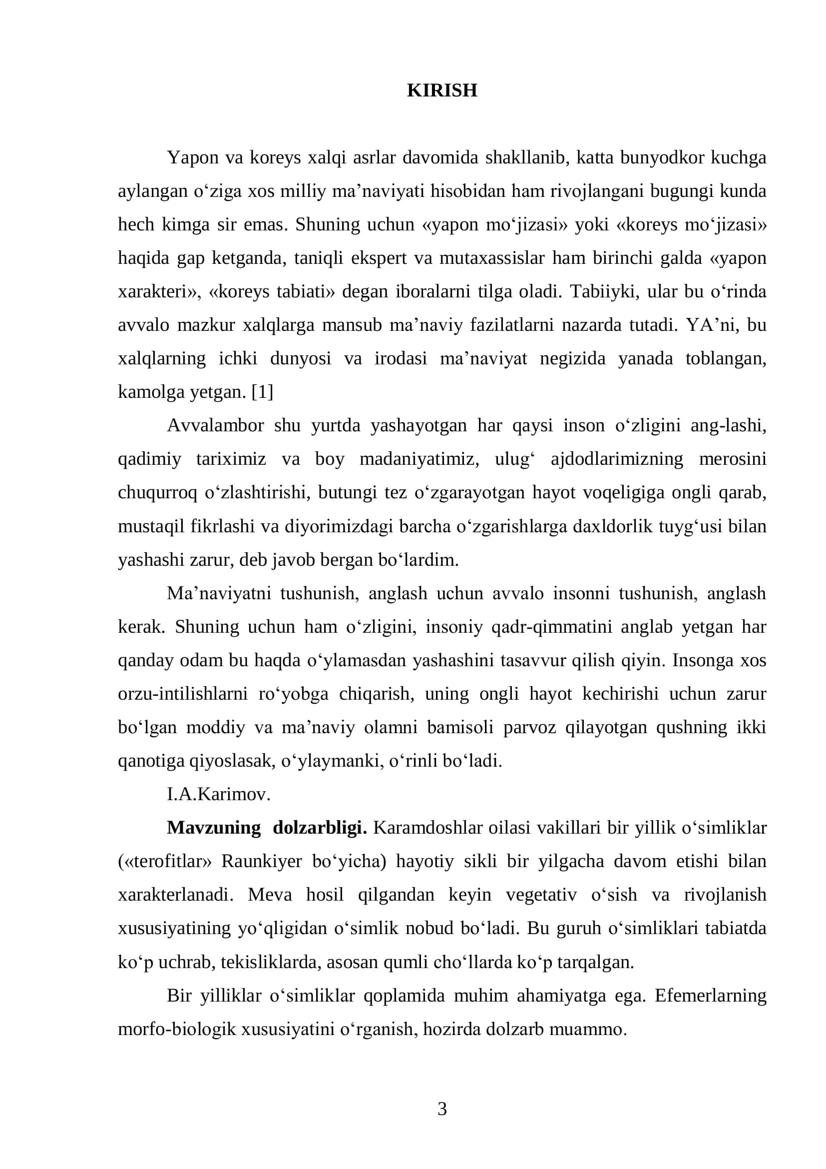 "TOG„ MINTAQASIDA О„SUVCHI KARAMDOSHLAR OILASIGA KIRUVCHI EFEMERLARNING MORFOLOGIYASI, EKOLOGIYASI, BIOLOGIYASI" mavzusidagi BITIRUV MALAKAVIY ISHI 3