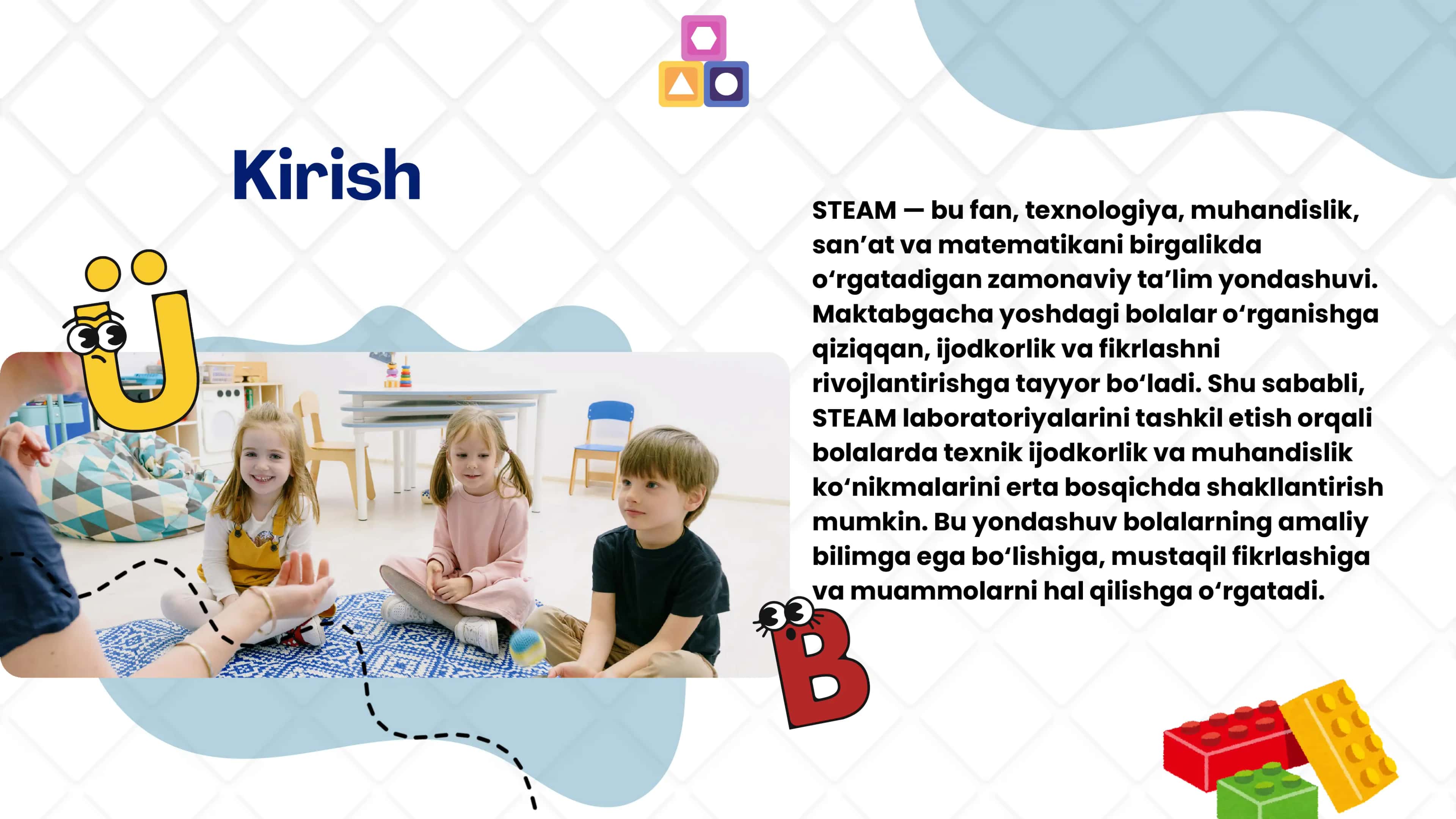 Maktabgacha ta'lim tashkilotlarida STEAM laboratoriyalarini tashkil  etish. Maktabgacha yoshdagi bolalarda texnik ijodkorlik va muhandislik ko'nikmalarini rivojlantirish 3