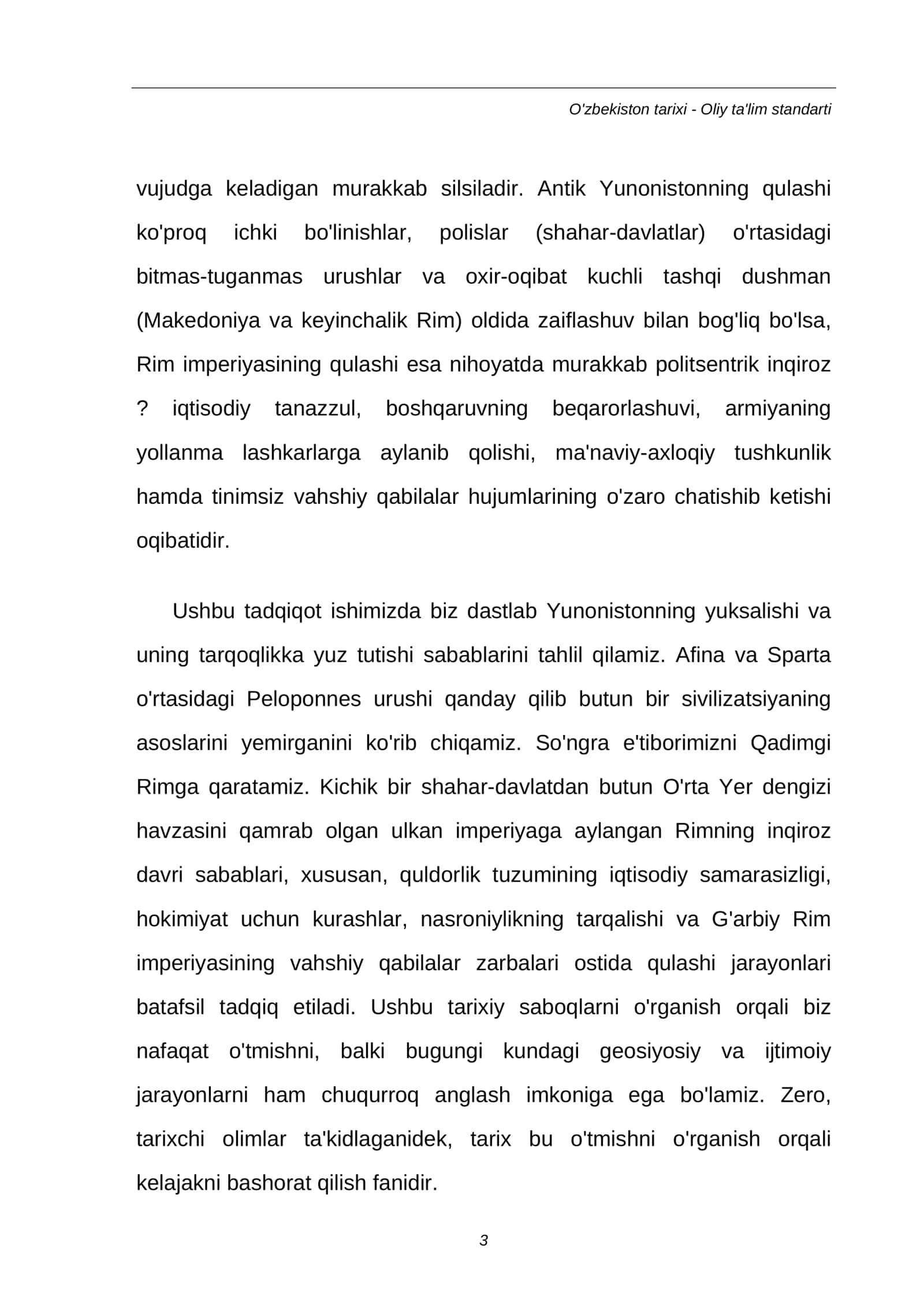 MUSTAQIL ISH: Antik Yunoniston va Rim imperiyasining qulashi sabablari 3