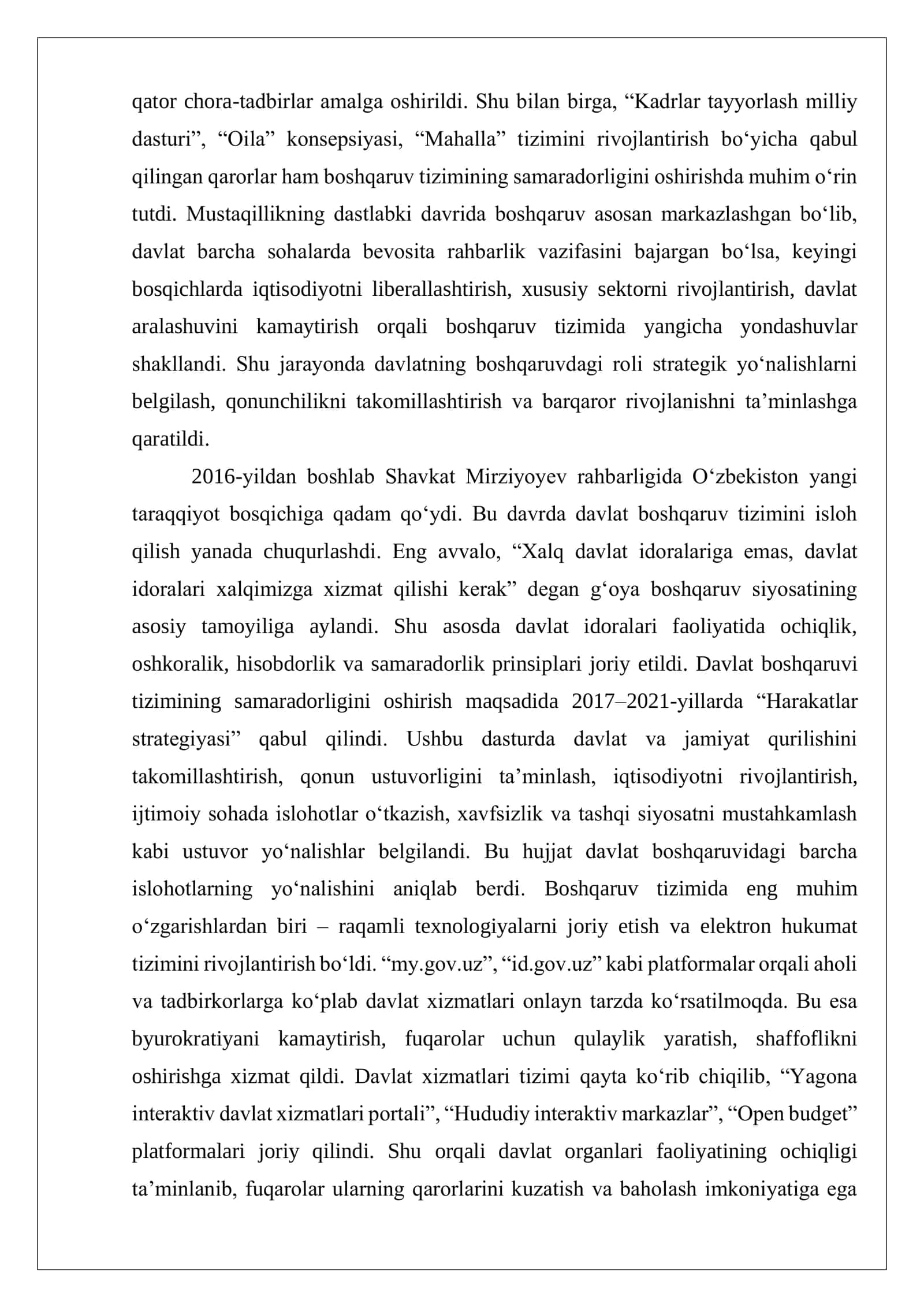 Mustaqillik yillarida davlat boshqaruv tizimida amalga oshirilgan islohatlar 3