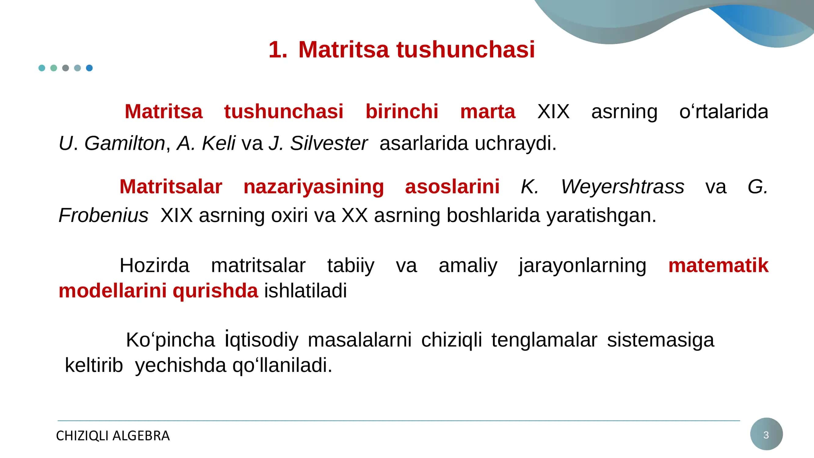 Matritsalar va Ular Ustida Amallar 3