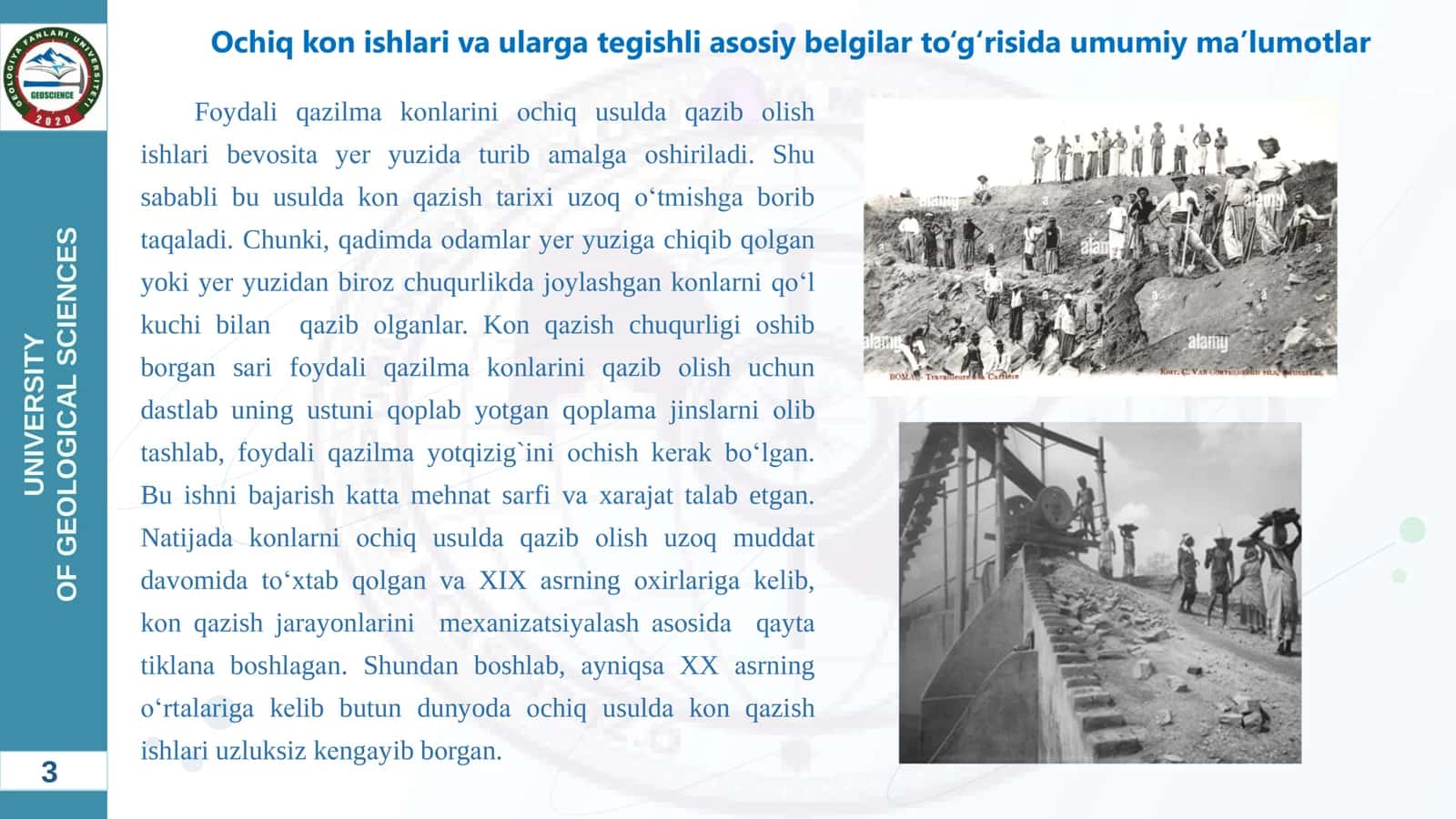 Ochiq kon ishlari va ularga tegishli asosiy belgilar to'g'risida umumiy ma'lumotlar 3