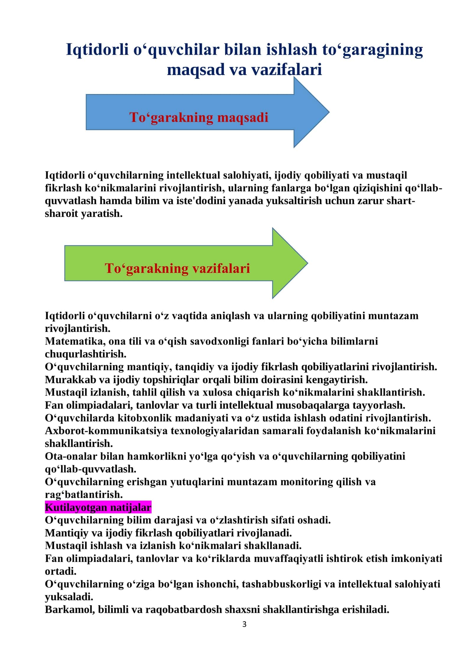 3-sinf iqtidorli o'quvchilar bilan ishlash jurnali 3