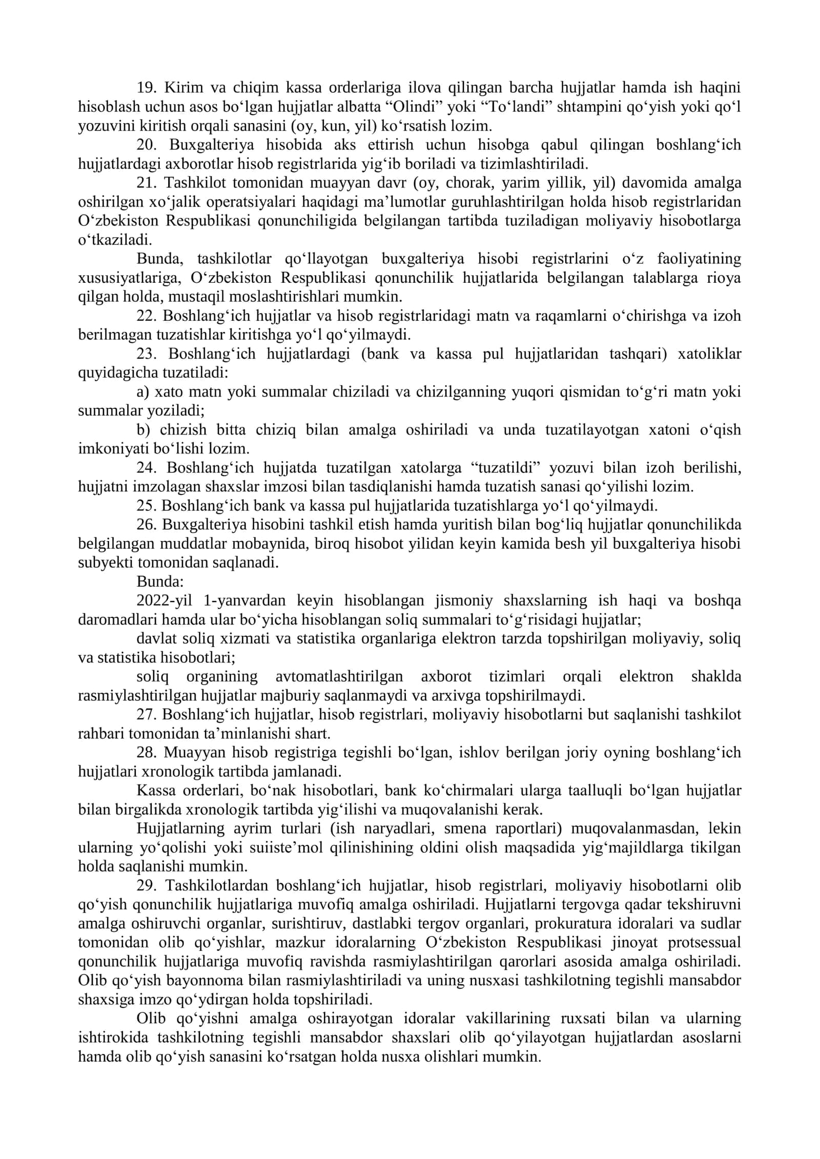 Buxgalteriya hisobida hujjatlar va hujjatlar aylanishi to‘g‘risidagi NIZOM 3