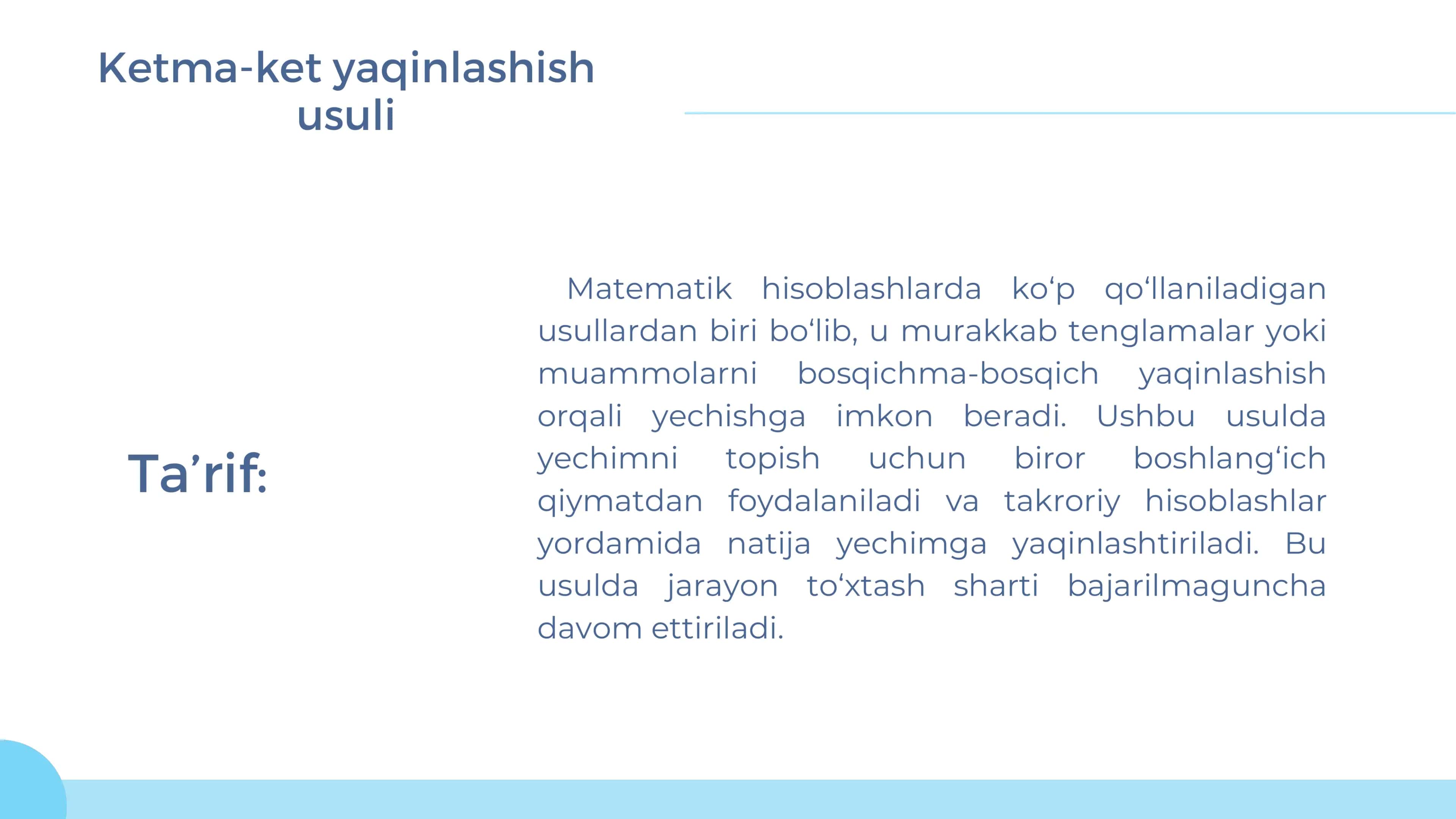 Ketma-ket yaqinlashish usuli 3