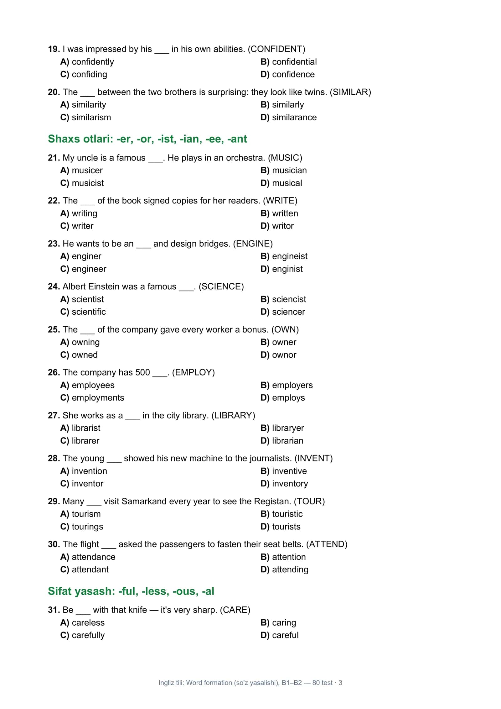 Ingliz tili: Word formation (so'z yasalishi) 3