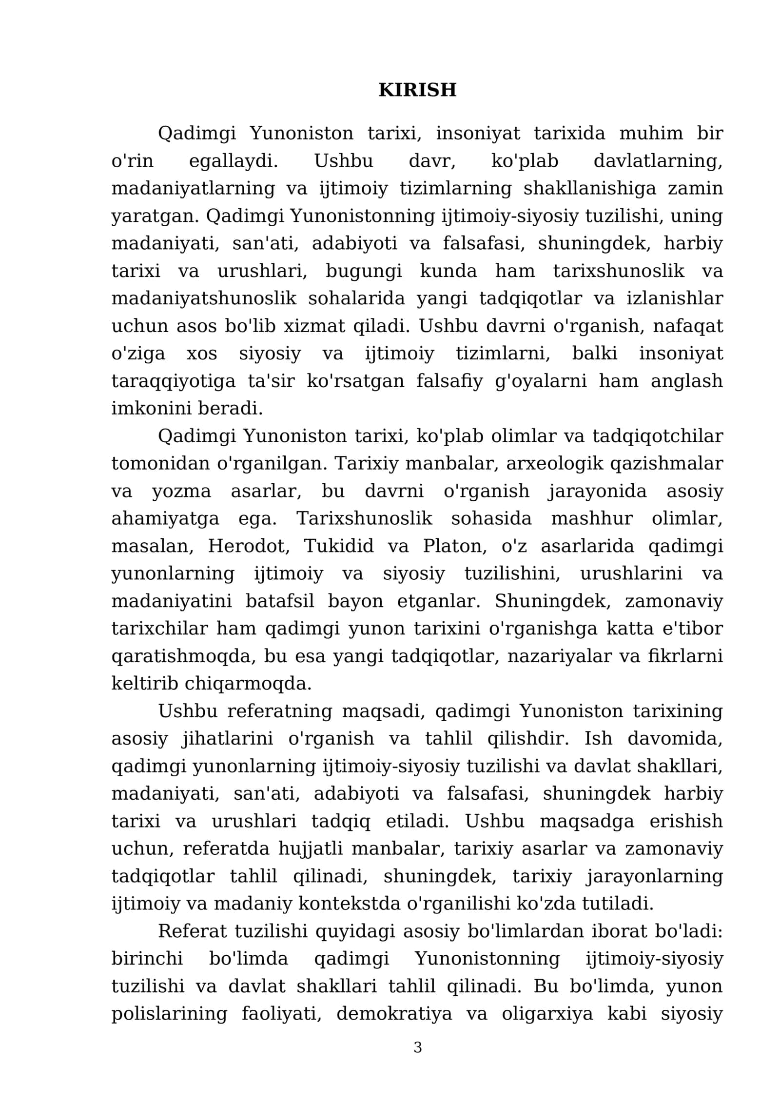 Qadimgi Yunoniston tarixi tarixshunosligi REFERAT 3