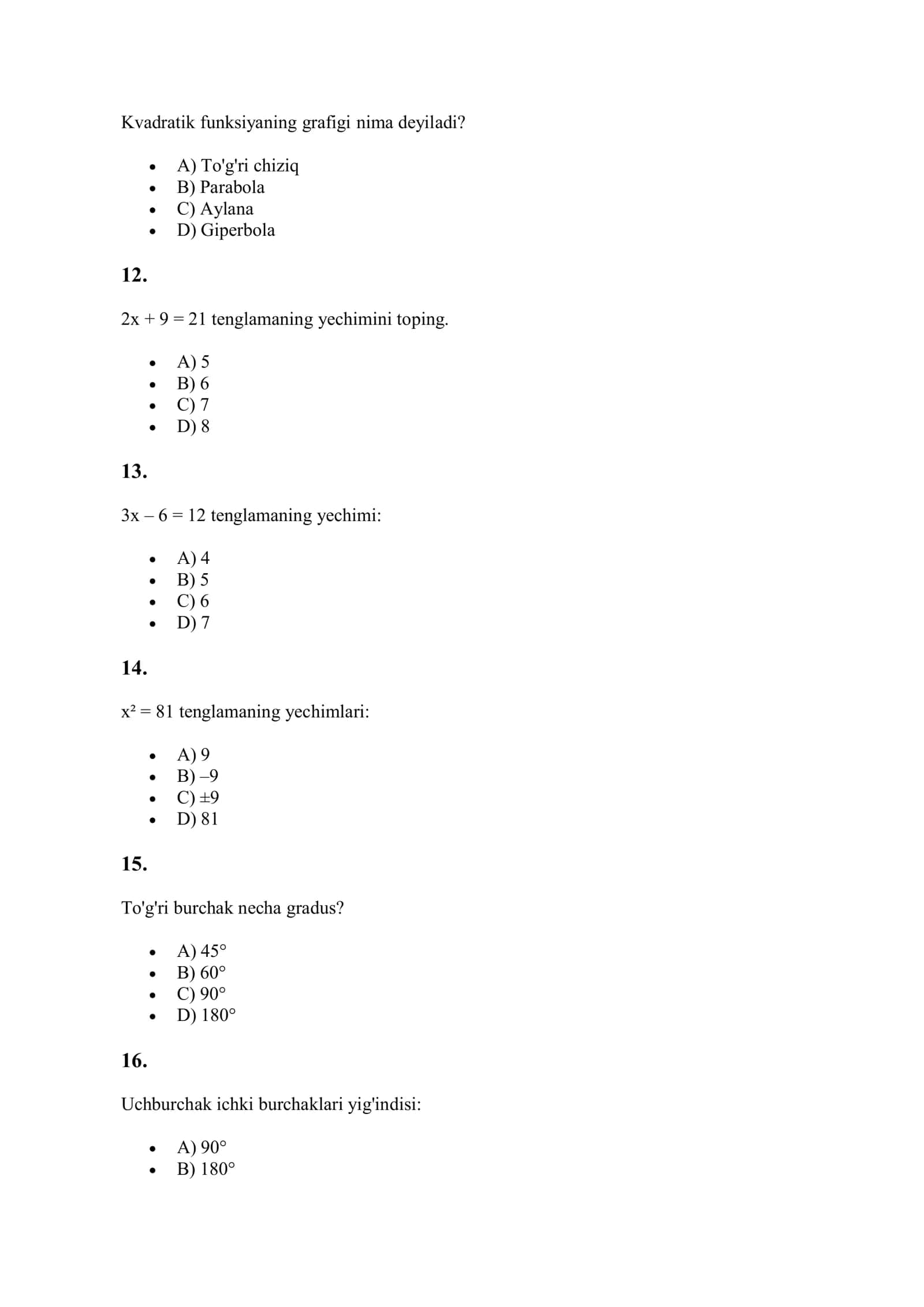 [9-sinf Matematika (Algebra va Geometriya) 1-chorak testlari (1–100)] 3