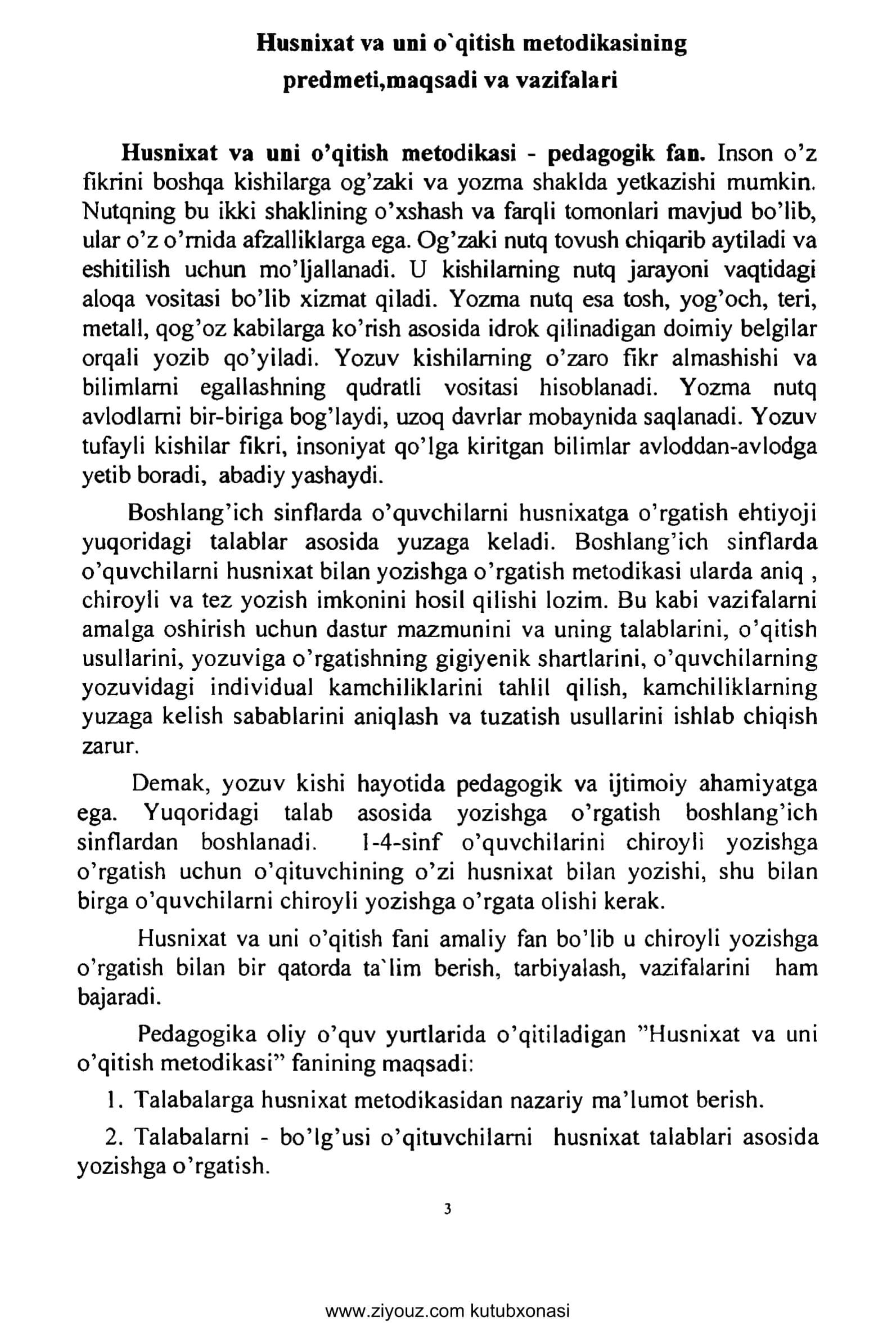 Husnixat va uni o‘qitish metodikasi 3