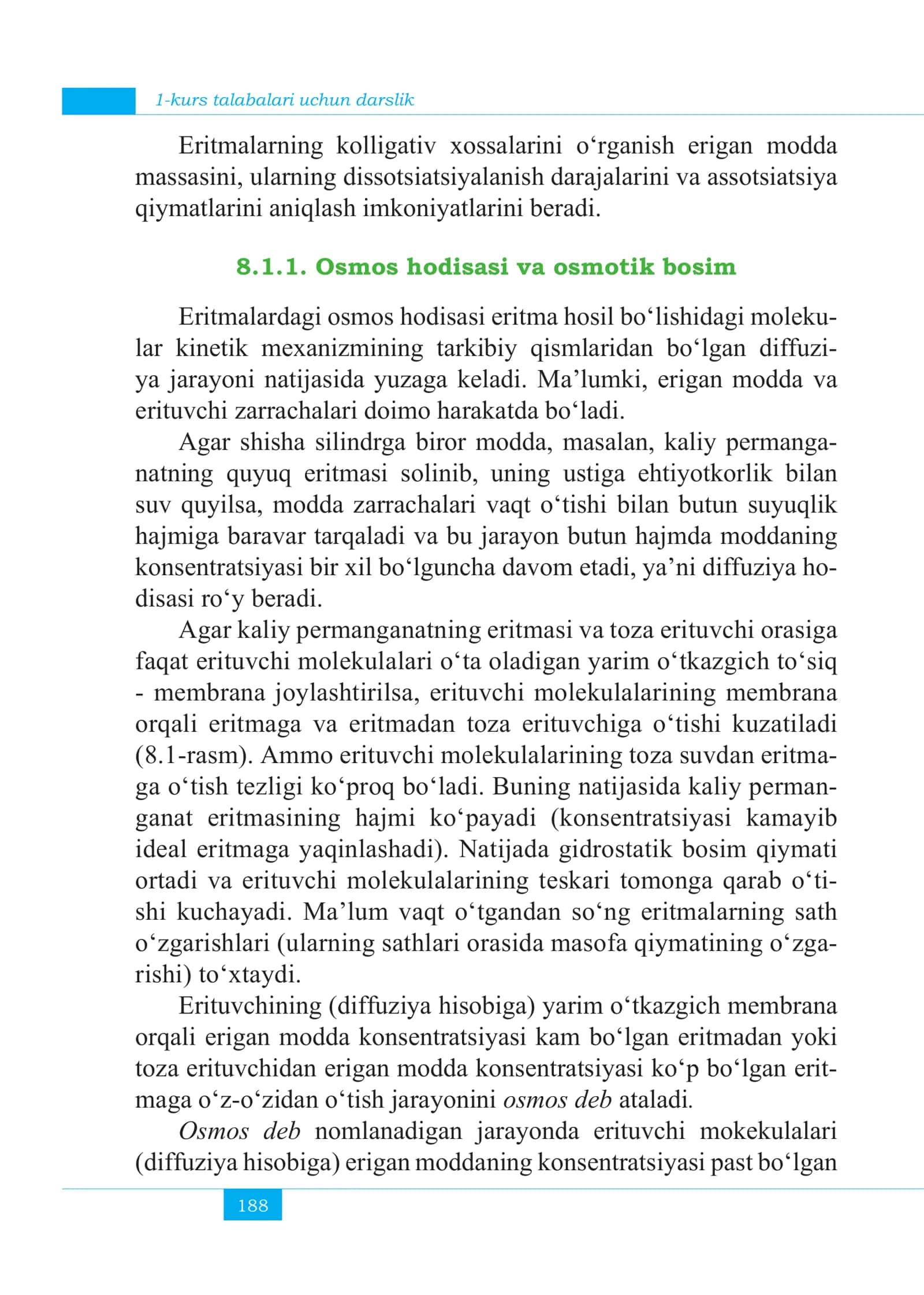 Eritmalarning kolligativ xossalari. Osmos hodisasi 3