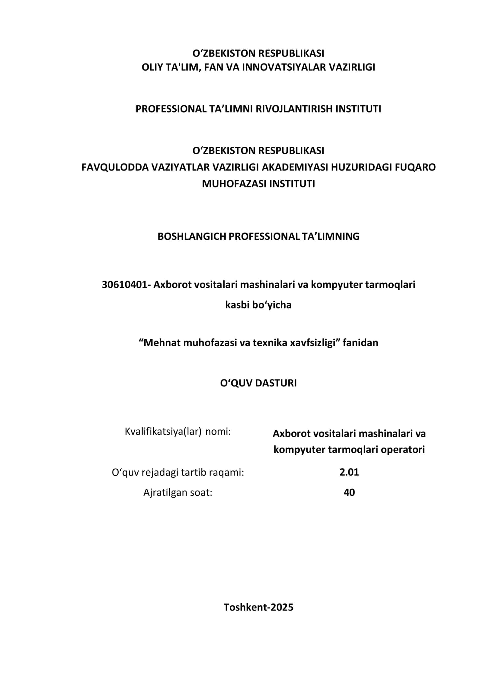 Axborot vositalari mashinalari va kompyuter tarmoqlari kasbi bo‘yicha 3