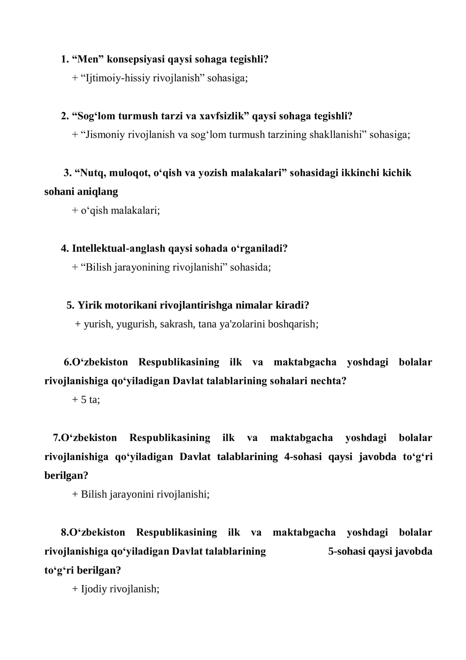Maktabgacha ta’lim attestatsiyasi uchun 200 ta test javoblari bilan 3