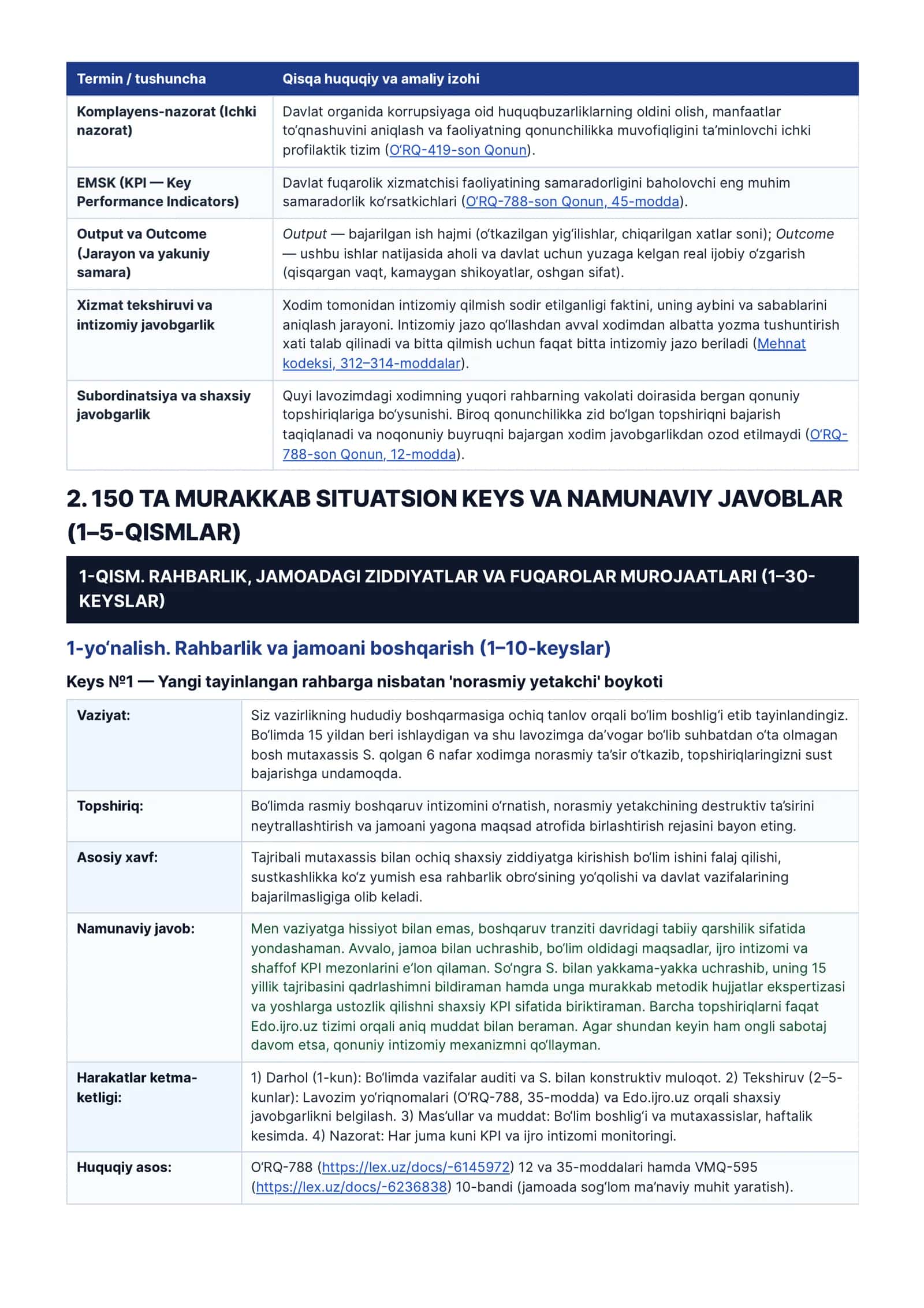 Davlat fuqarolik xizmati (vacancy.argos.uz) suhbati uchun 150 ta murakkab situatsion keys va namunav 3