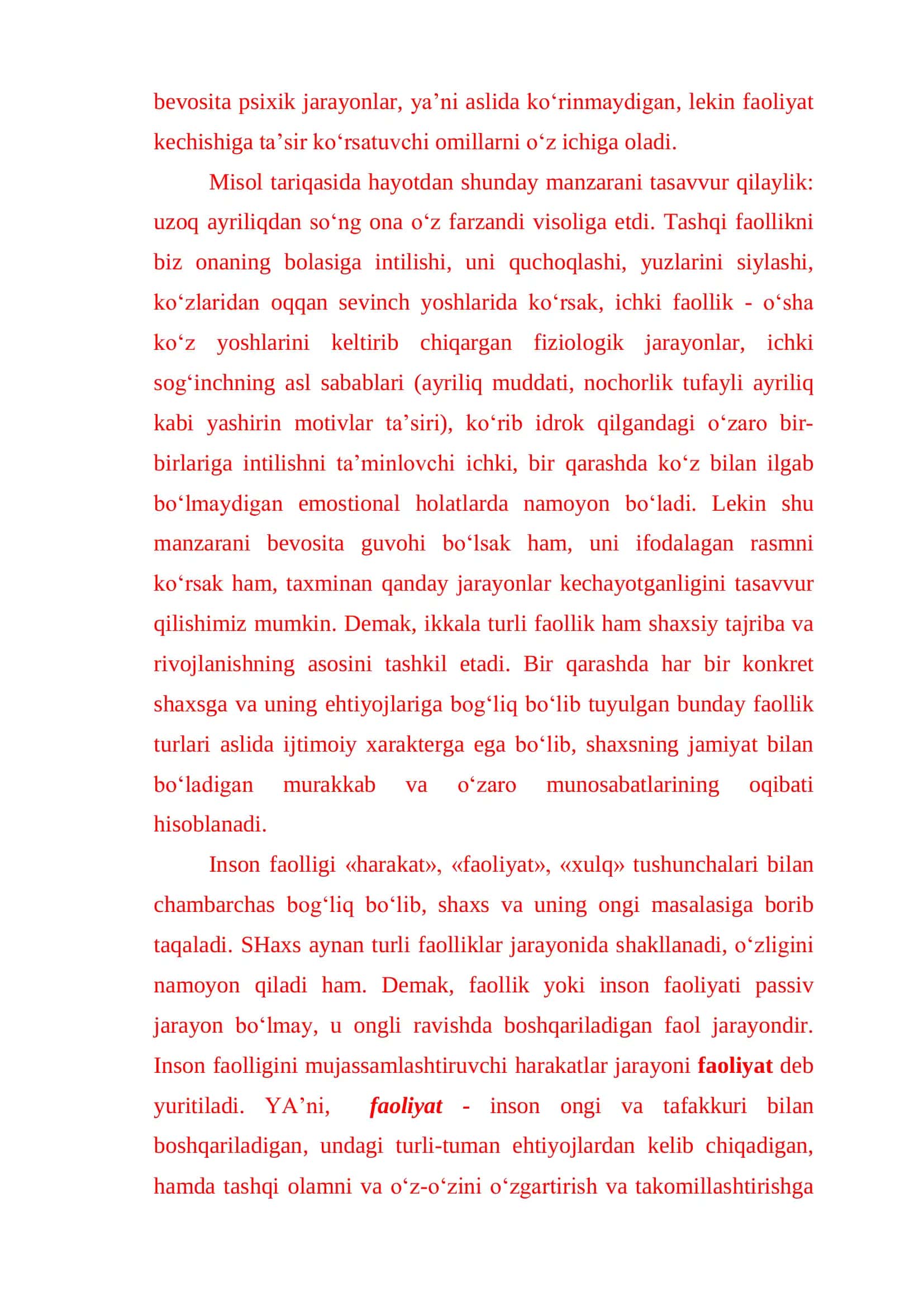 FAOLIYAT VA UNING TURLARI 3