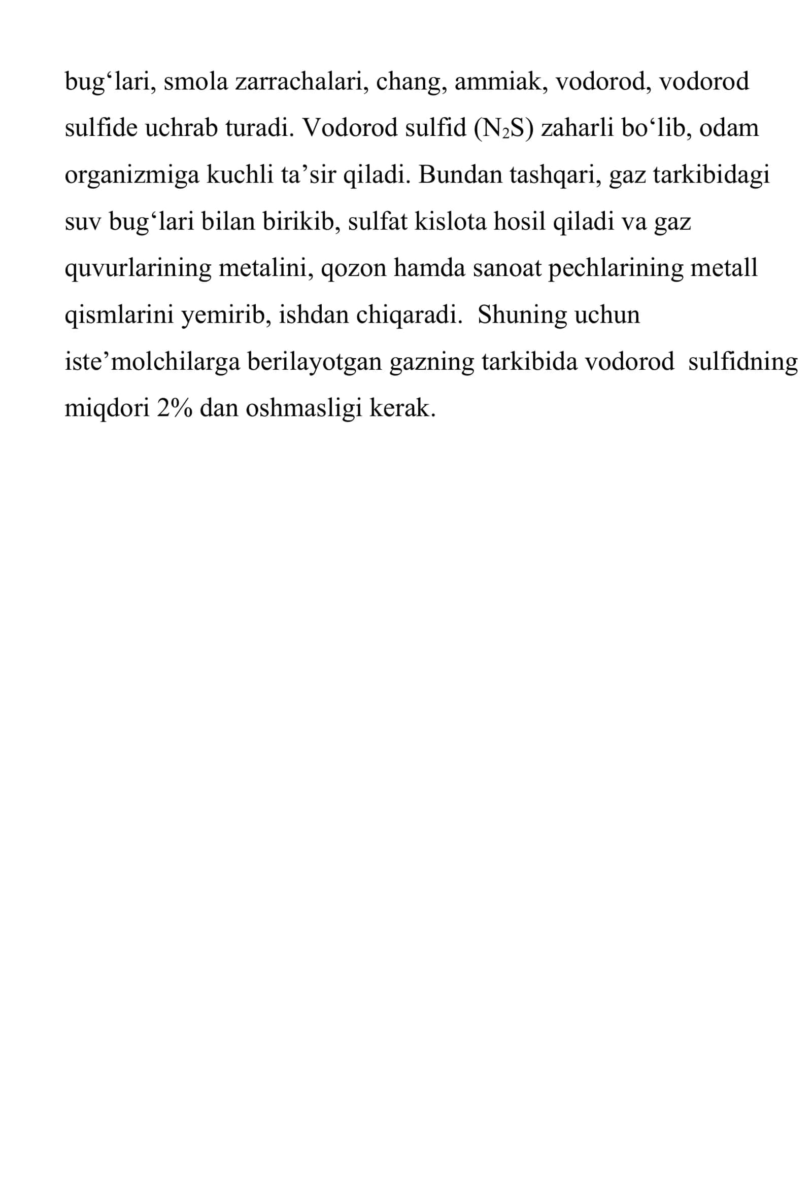 Gaz yoqilg‘isining standart talablari bo‘yicha tarkibi va sifati 3