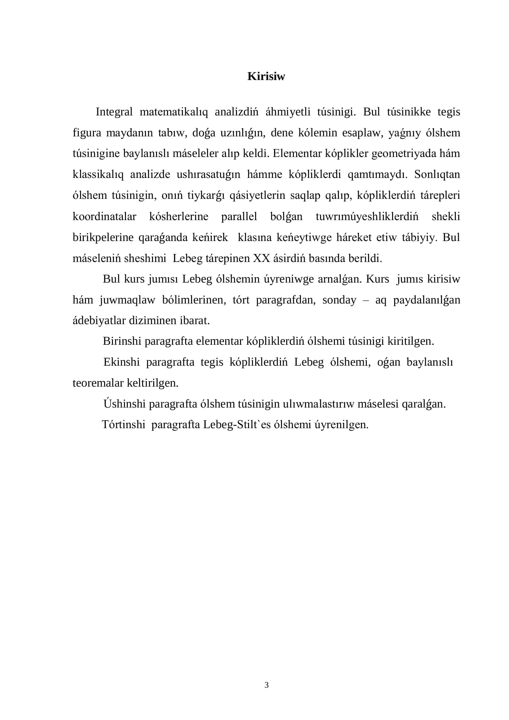 Matematika oqıtıw metodikası tálim baǵdarınıń 3a topar talabası 3