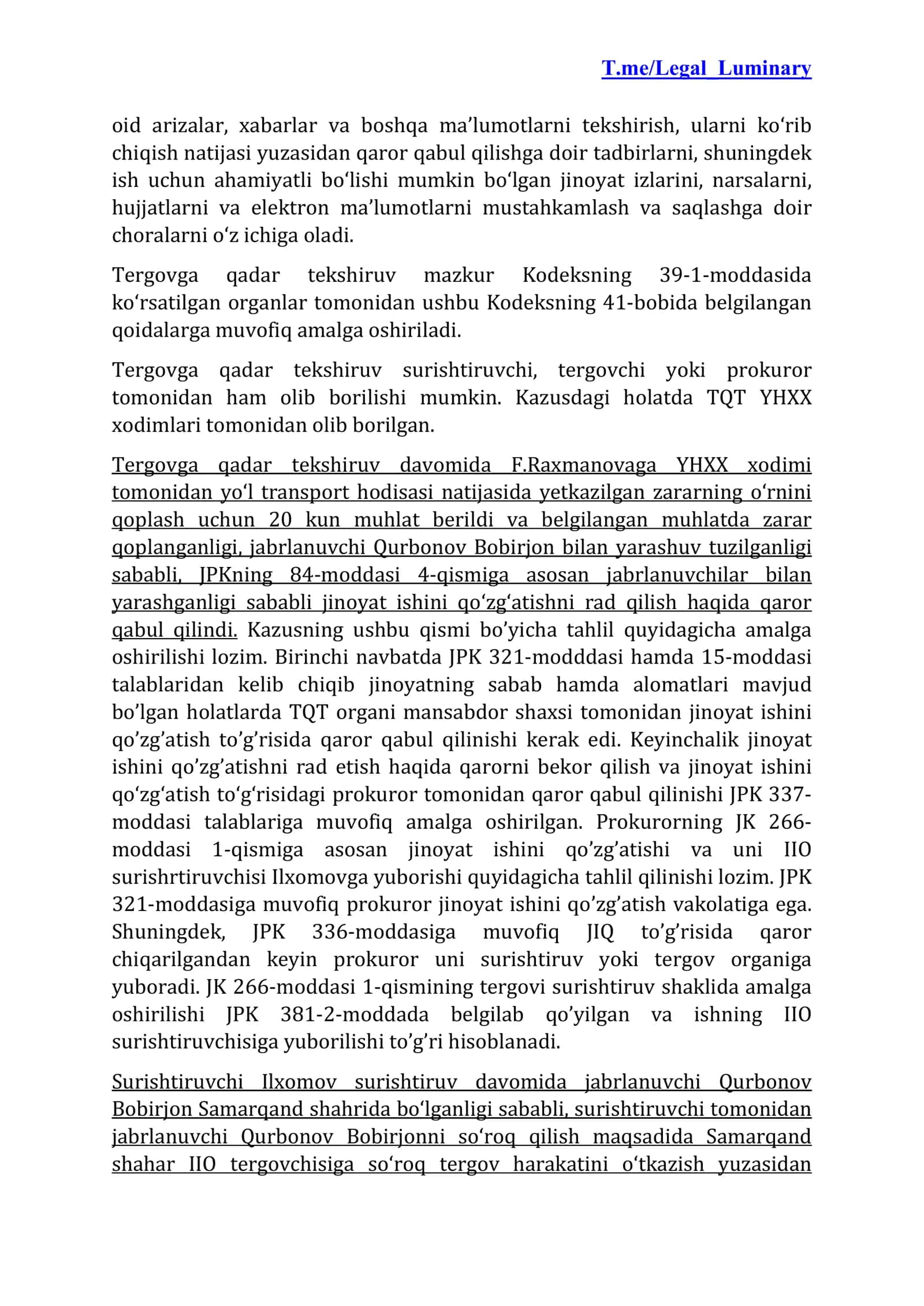 Jinoyat protsessual huquqidan yakuniy nazorat imtihoni kazuslar javoblari 2026 yil 3