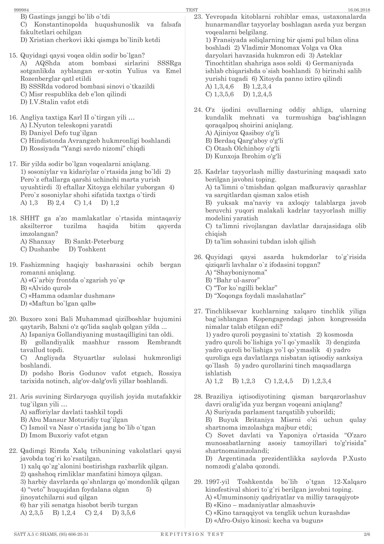 REPETITION DTM TEST SAVOLLAR KITOBI 3