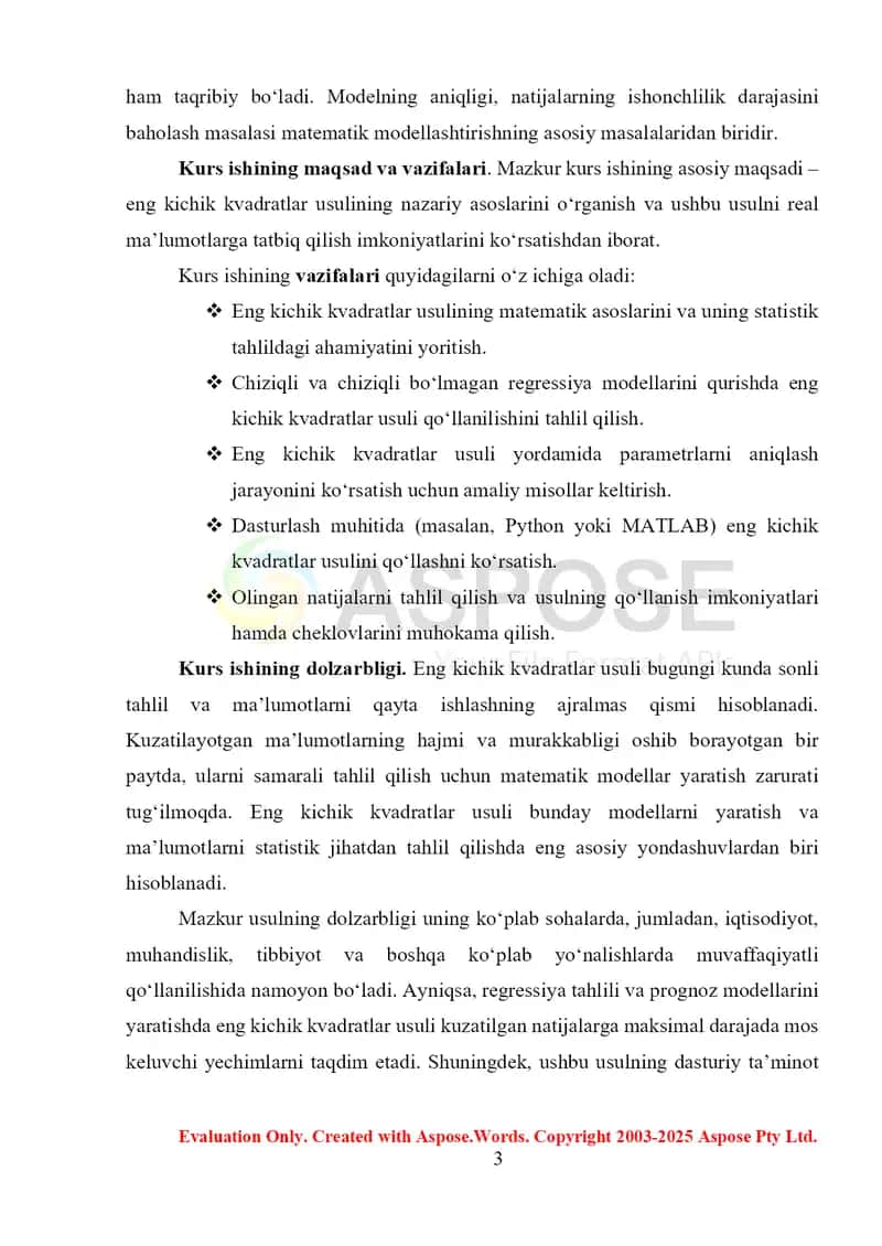 Eng kichik kvadratlar usuli 3